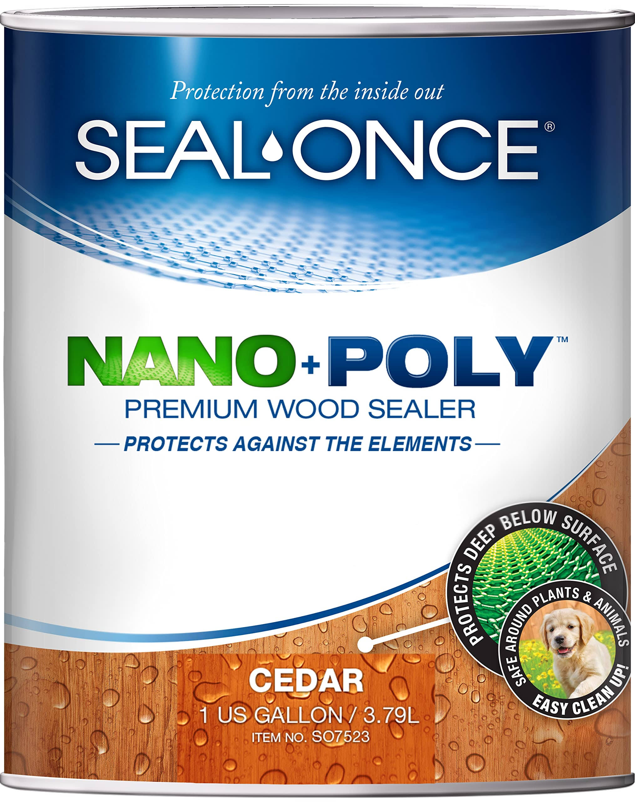Seal-once SO7523 1 Gal Nano + Poly Premium Wood Sealer Cedar Color