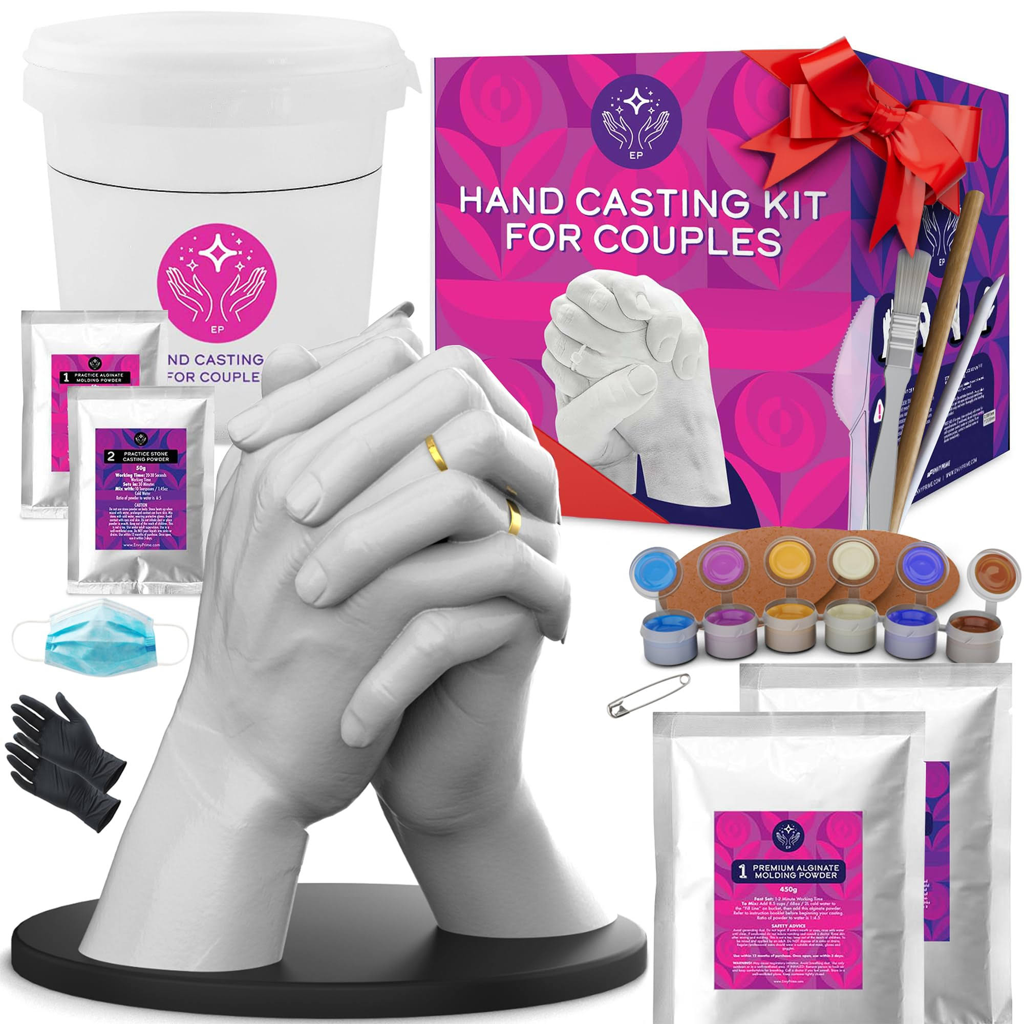 Envy Prime Hand Casting Kit for Couples with Practice Kit- Hand Mold Casting Kit Anniversary, Sculpture Molding, Unique Couple Gifts, V