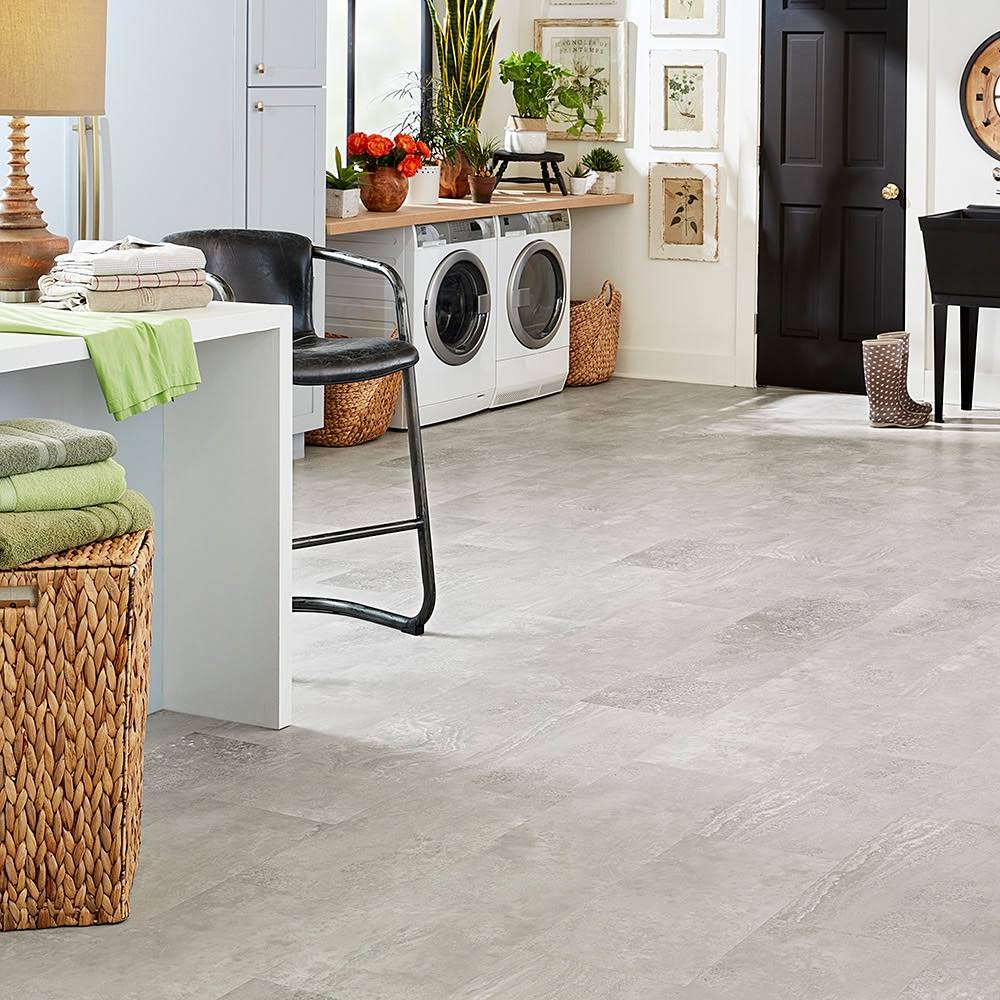 Pergo Storm Cloud Slate 20-mil x 11-in W x 24-in L Waterproof Interlocking Luxury Vinyl Tile Flooring (19.83-sq ft/ Carton) in Gray | LWT31-170