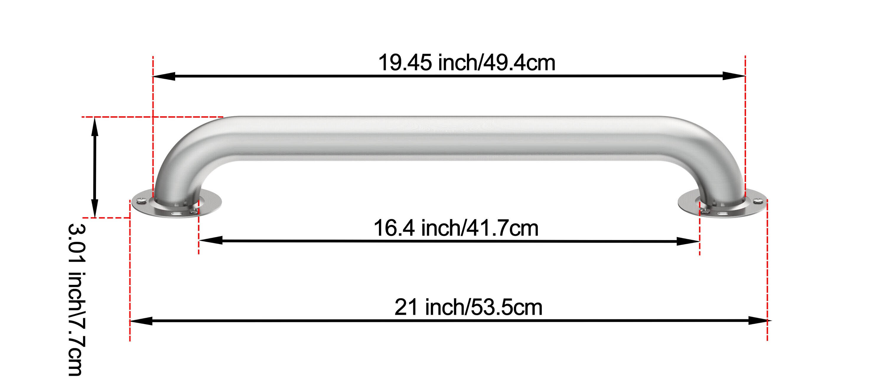 Project Source 18-in Stainless Steel Wall Mount (ADA Compliant) Grab Bar 0116778