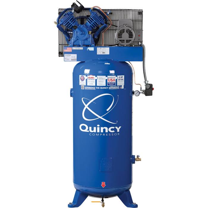 Quincy QT-54 Splash Lubricated Reciprocating Air Compressor, 5 HP, 230 V, 60 gal