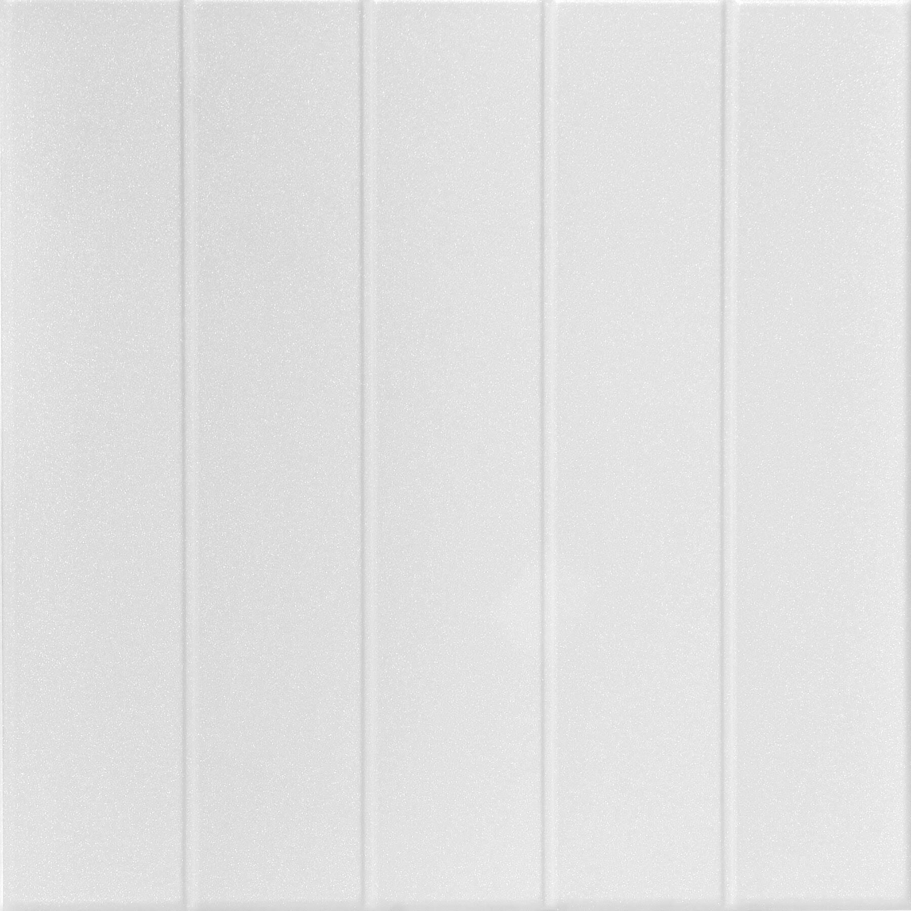 A La Maison Ceilings Bead Board 1.6 ft. x 1.6 ft. Glue Up Foam Ceiling Tile in Plain White (21.6 Sq. ft./Case)