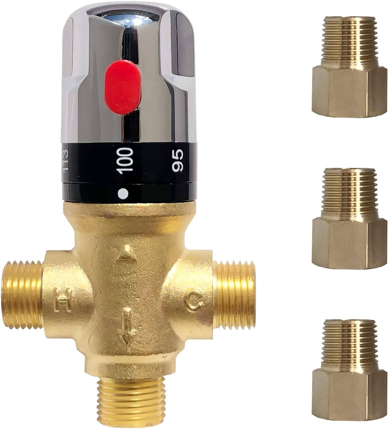 Thermostatic Mixing Valve with 1/2 NPT Male Connections,Water Temperature Contr