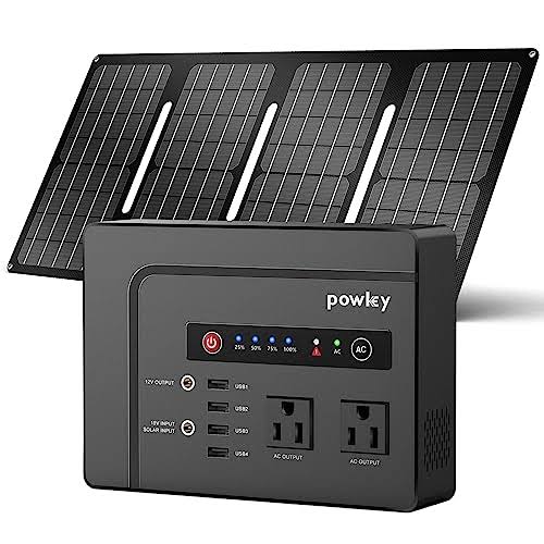 Powkey Solar Generator with Panel, 146Wh/200W Portable Power Station with Solar Panel 40W, 110V Pure Sine Wave DC/USB/AC Outlet Electric Generator