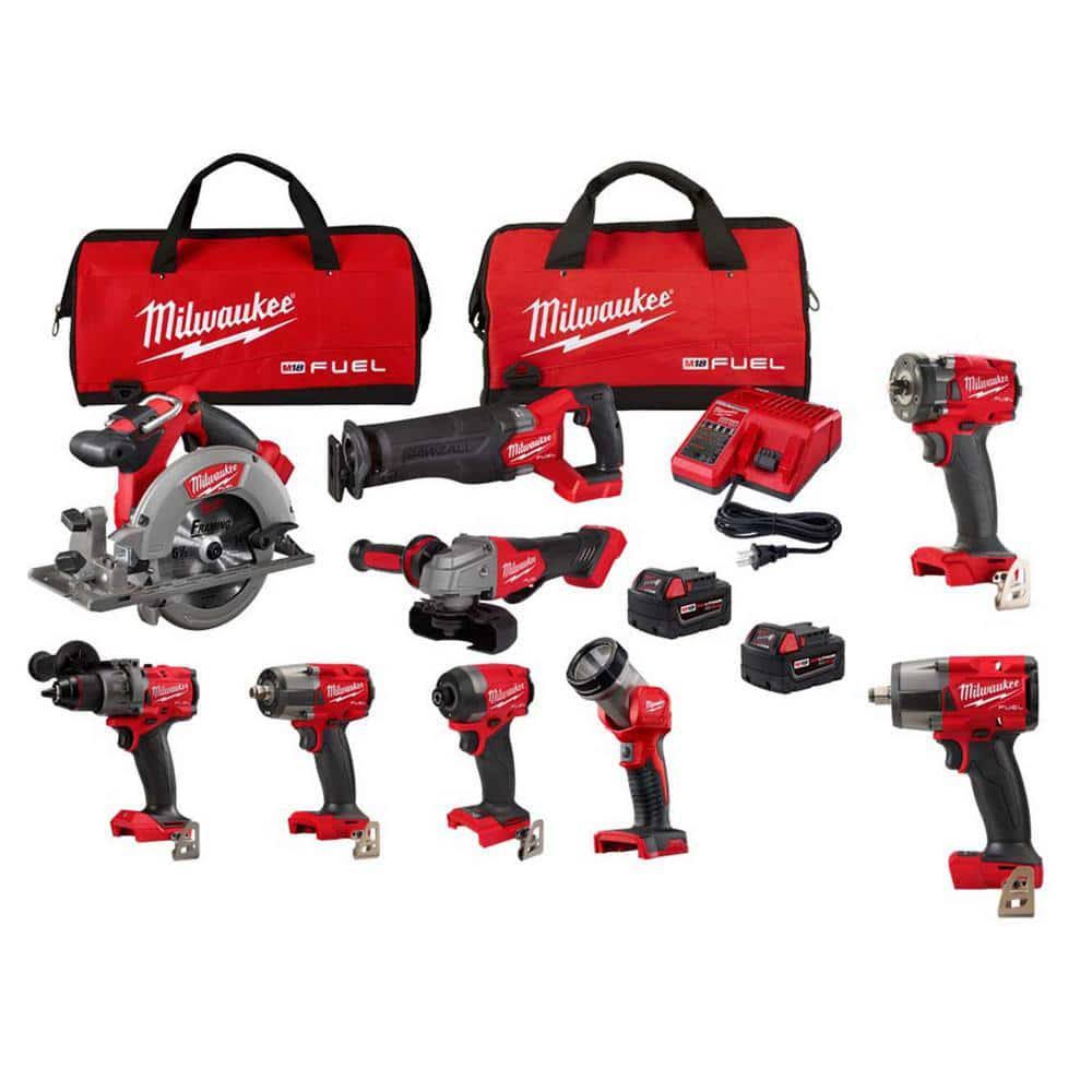 Milwaukee M18 Fuel 18V Lithium-Ion Brushless Cordless Combo Kit (7-Tool) with 1/2 in. & 3/8 in. Impact Wrenches