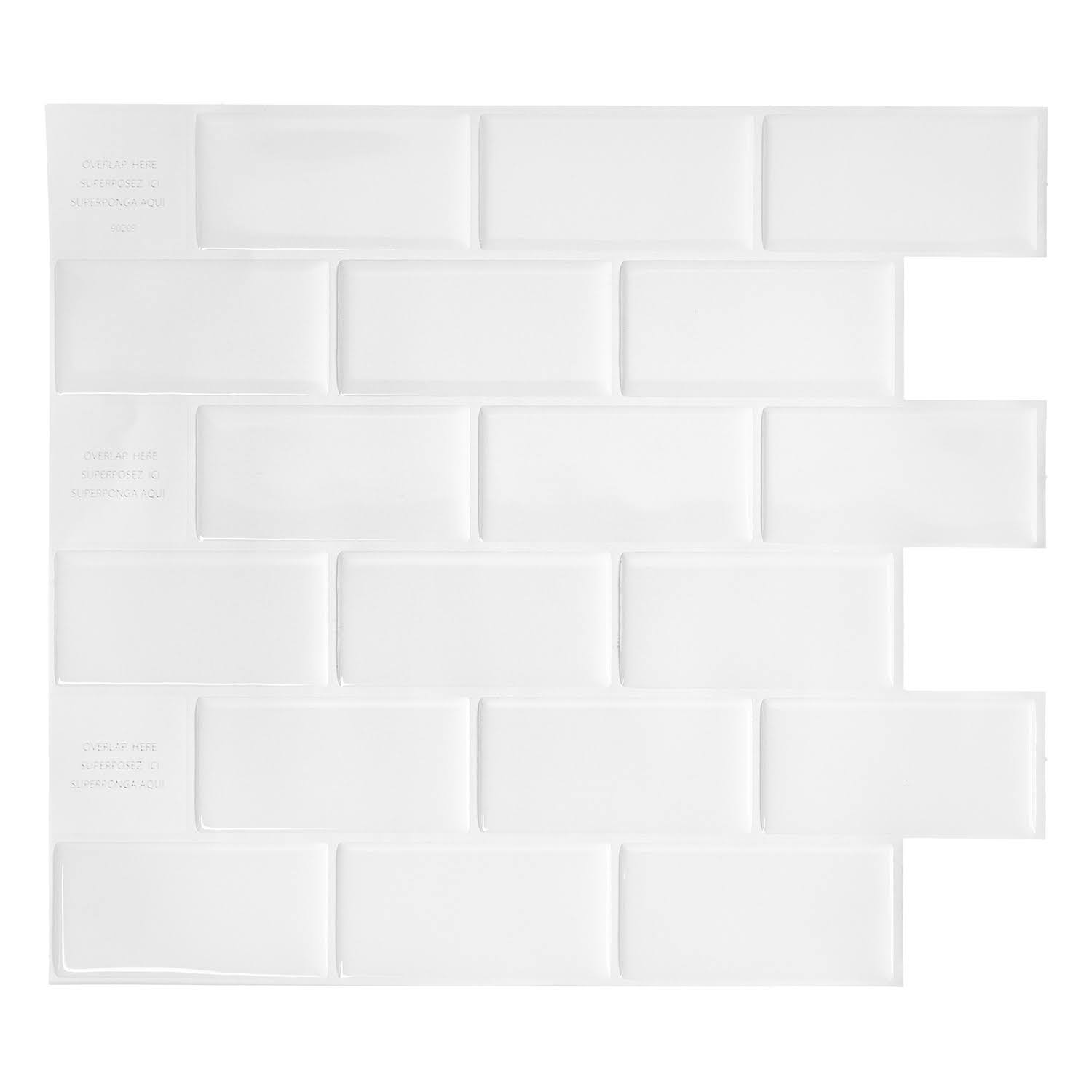 Smart Tiles Subway White 10.95 in. W x 9.70 in. H Peel and Stick Decorative Mosaic Wall Tile Backsplash (4-Pack)