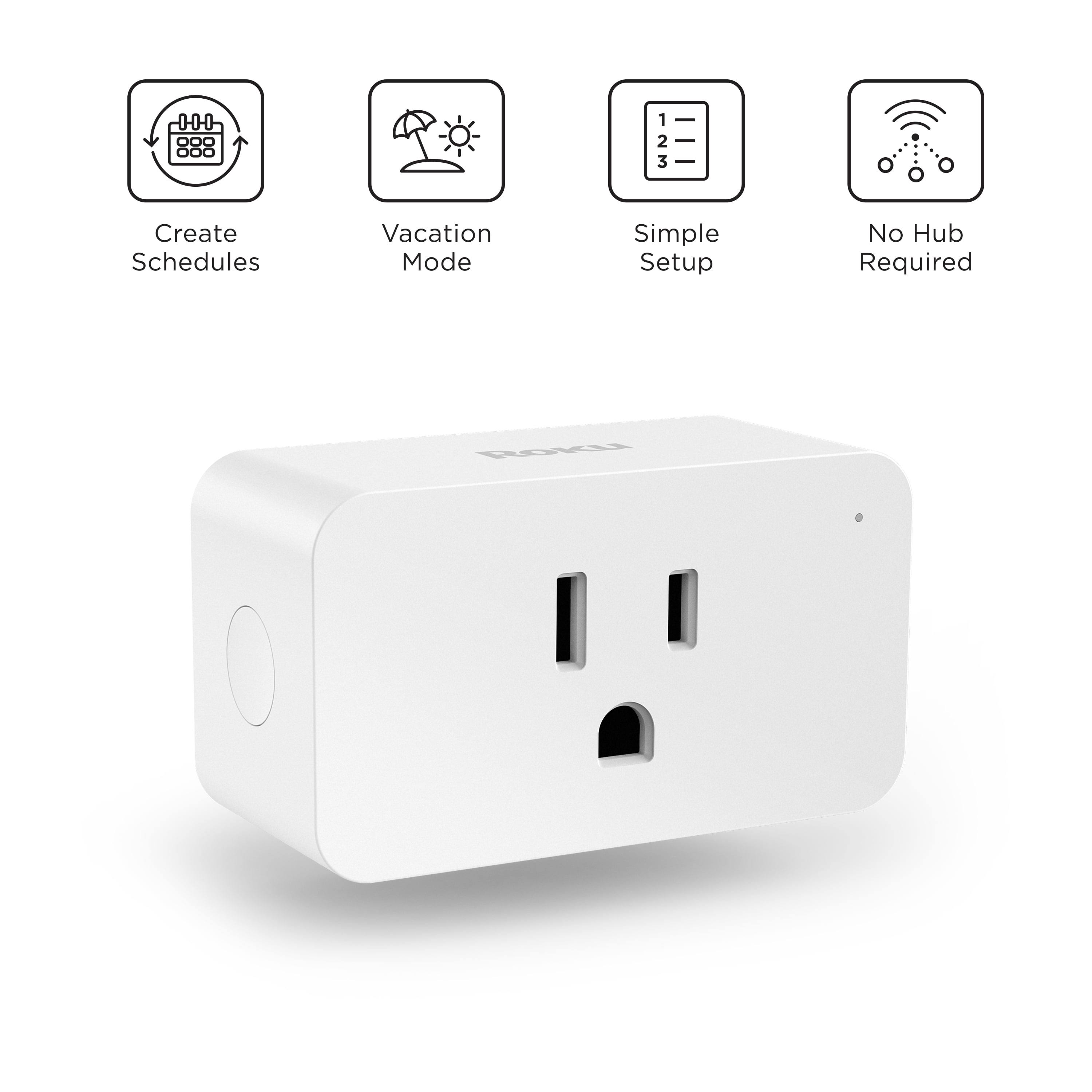 Roku Smart Home Indoor Smart Plug SE with Custom Scheduling, Remote Power, and Voice Compatibility, Size: 2.7 in x 2.0 in x 1.5 in (68.6 mm x 50.8 mm