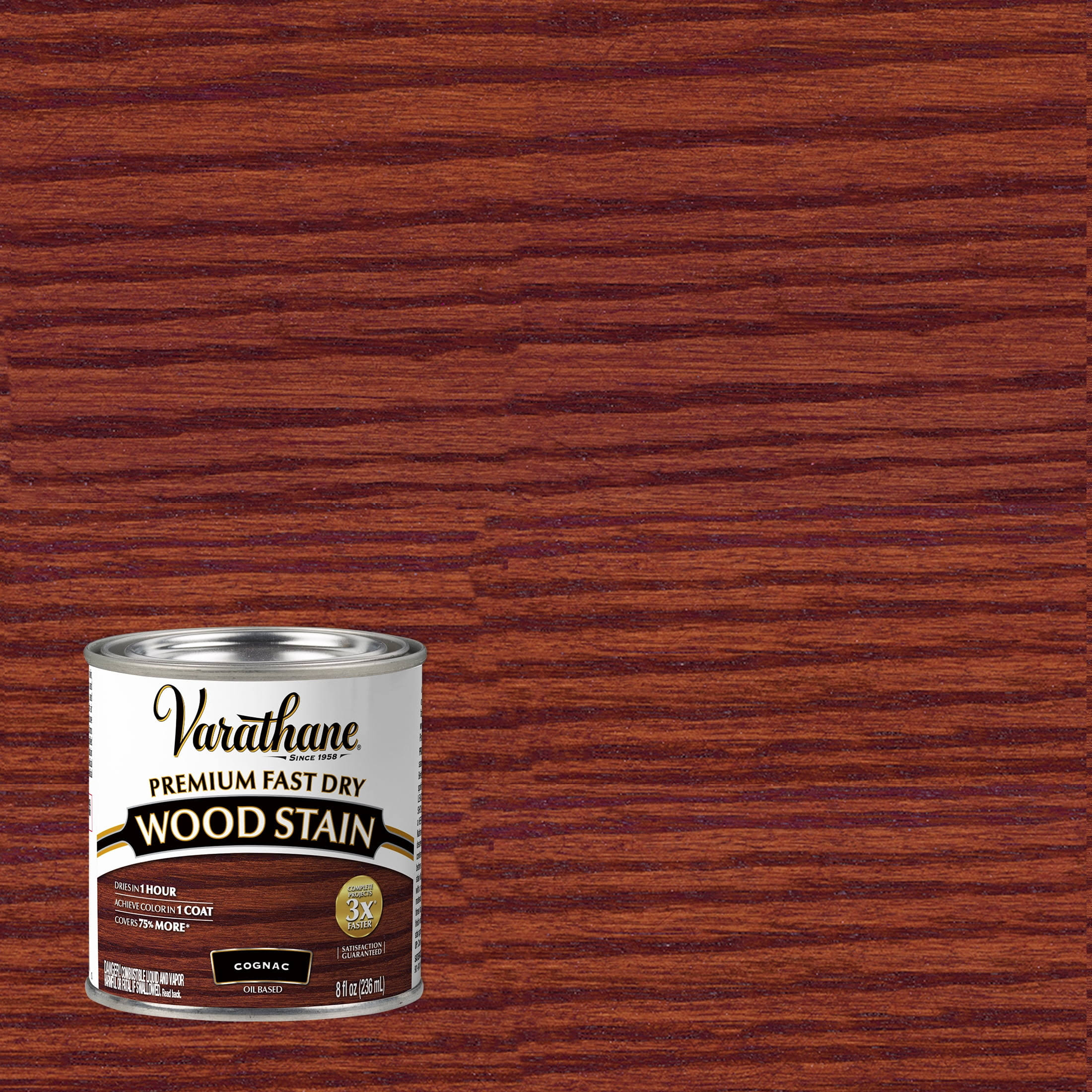 Cognac, Varathane Premium Fast Dry Wood Stain-384349, Half Pint