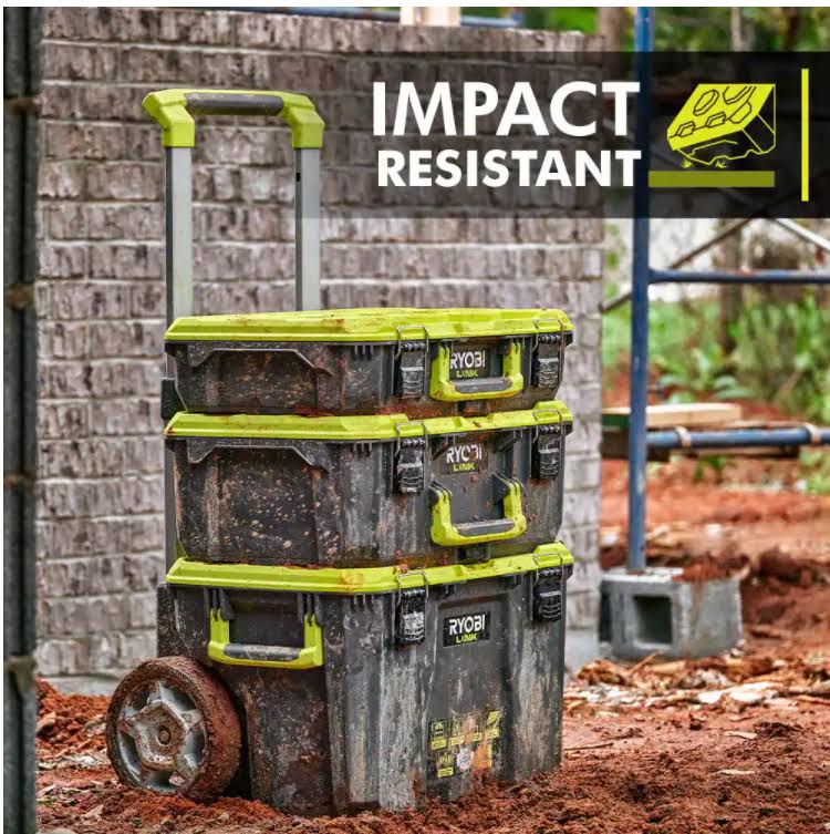 Ryobi Link Rolling Tool Box with Link Medium Tool Box and Link Standard Tool Box