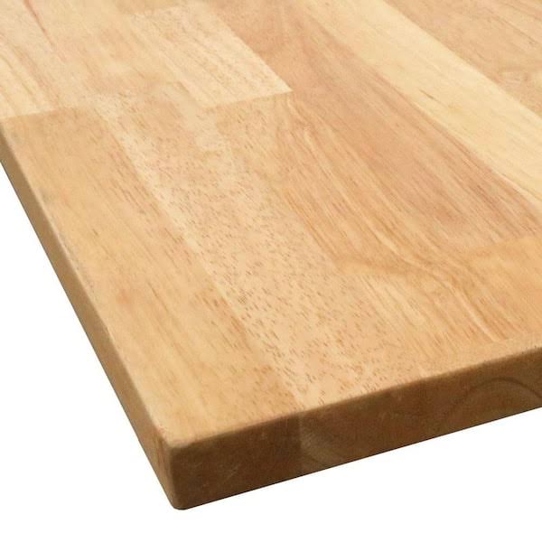 Hardwood Reflections 10 ft. L x 25 in. D Unfinished Hevea Solid Wood Butcher Block Countertop with Eased Edge