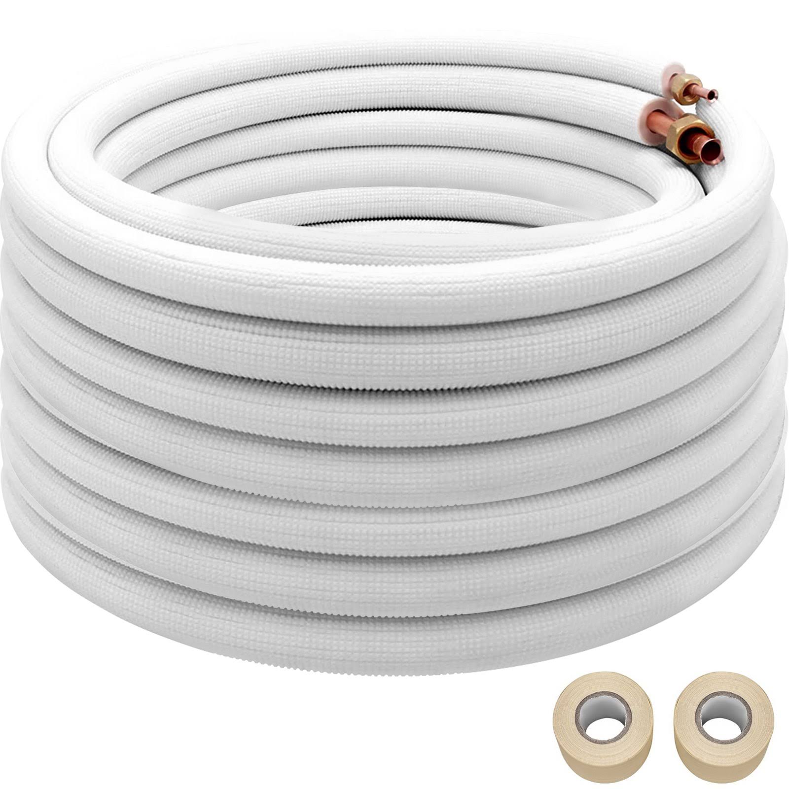 VEVOR 3/8 inch x 1/4 inch-49.2ft Mini Split Copper Line Set, Copper Pipes for Mini Split Air Conditioner OD, Flared Copper Lines White Mini Split