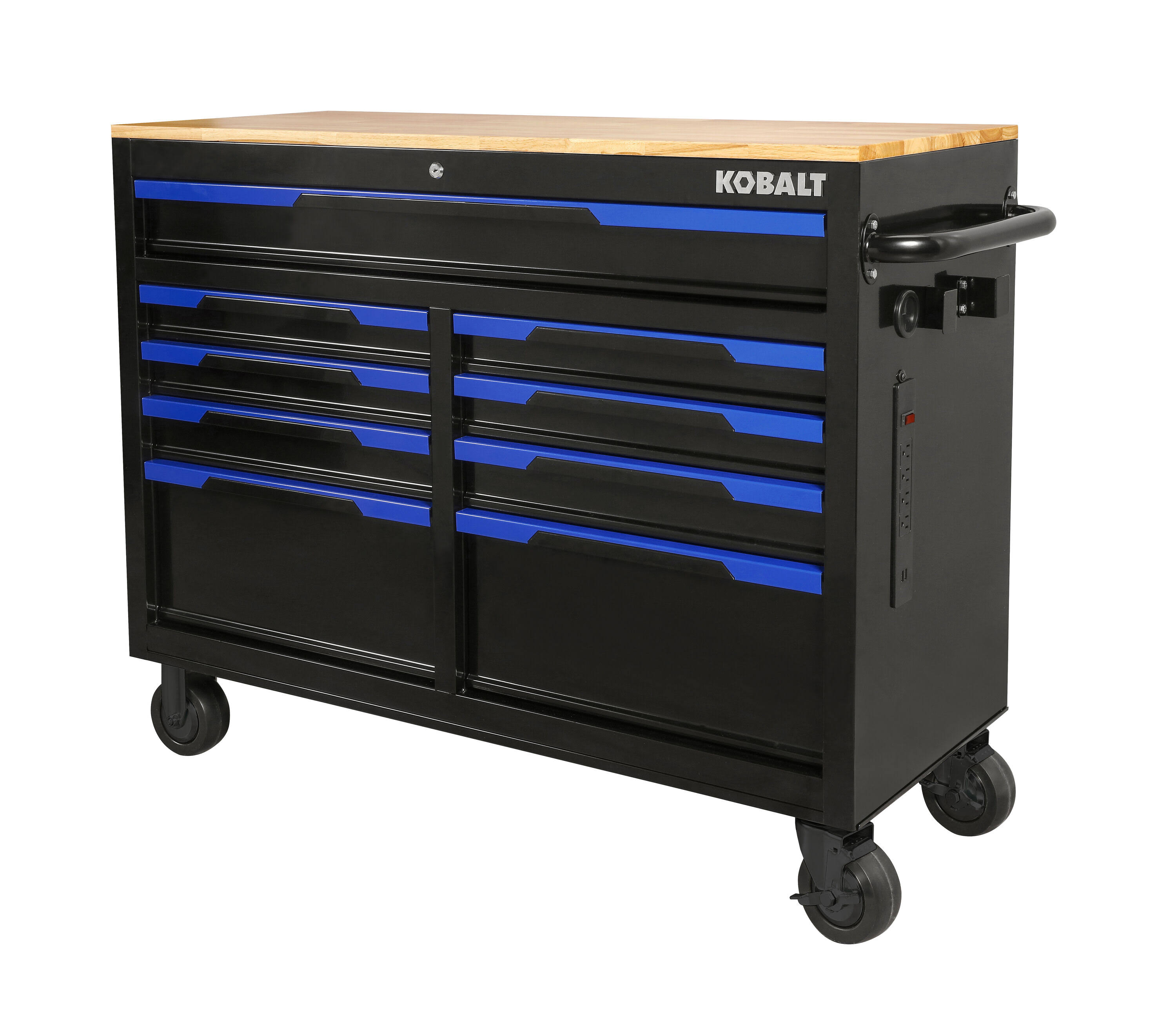 Kobalt 46.1-in L x 37.2-in H 9-Drawers Rolling Black Wood Work Bench | 19045