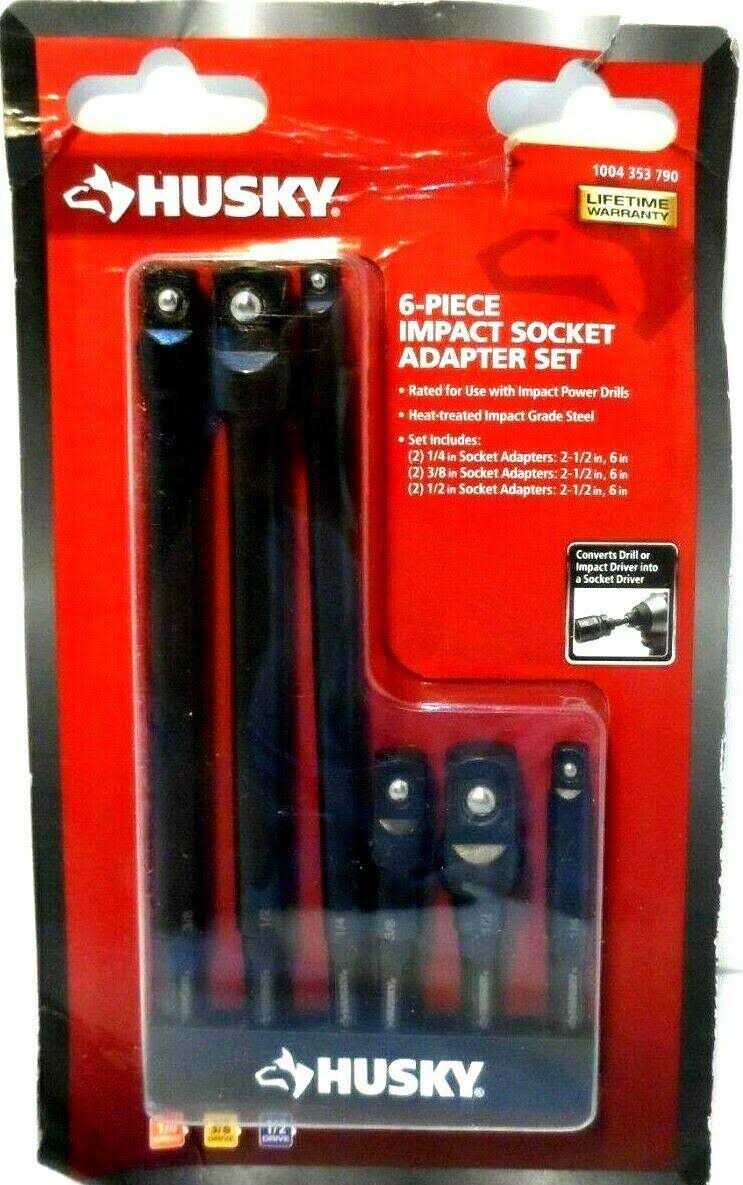 Husky 1/4 in. Drive Impact Driver Socket Adapter Set (6-Piece)