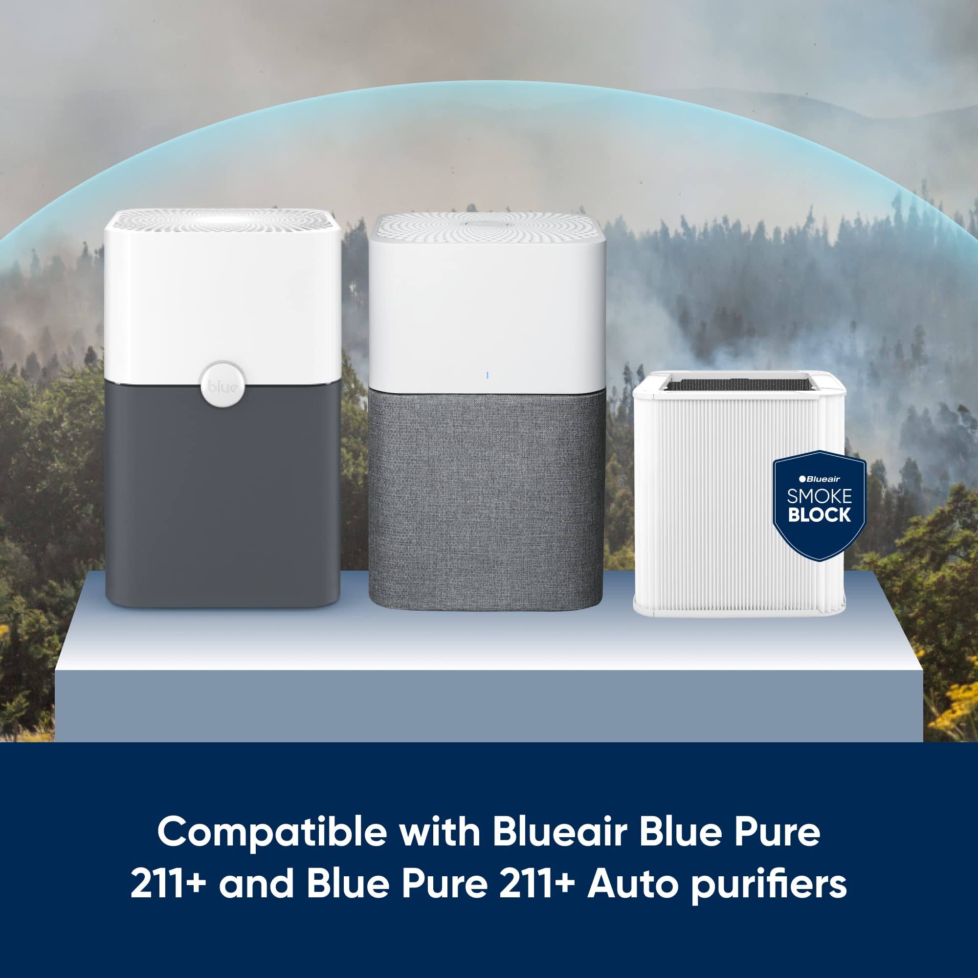 Blueair Blue Pure 211+ Series SmokeBlock Genuine Replacement Filter, Extra Carbon Captures 99.99% of Wildfire Smoke, Fits Blue Pure 211+ Auto, 211+