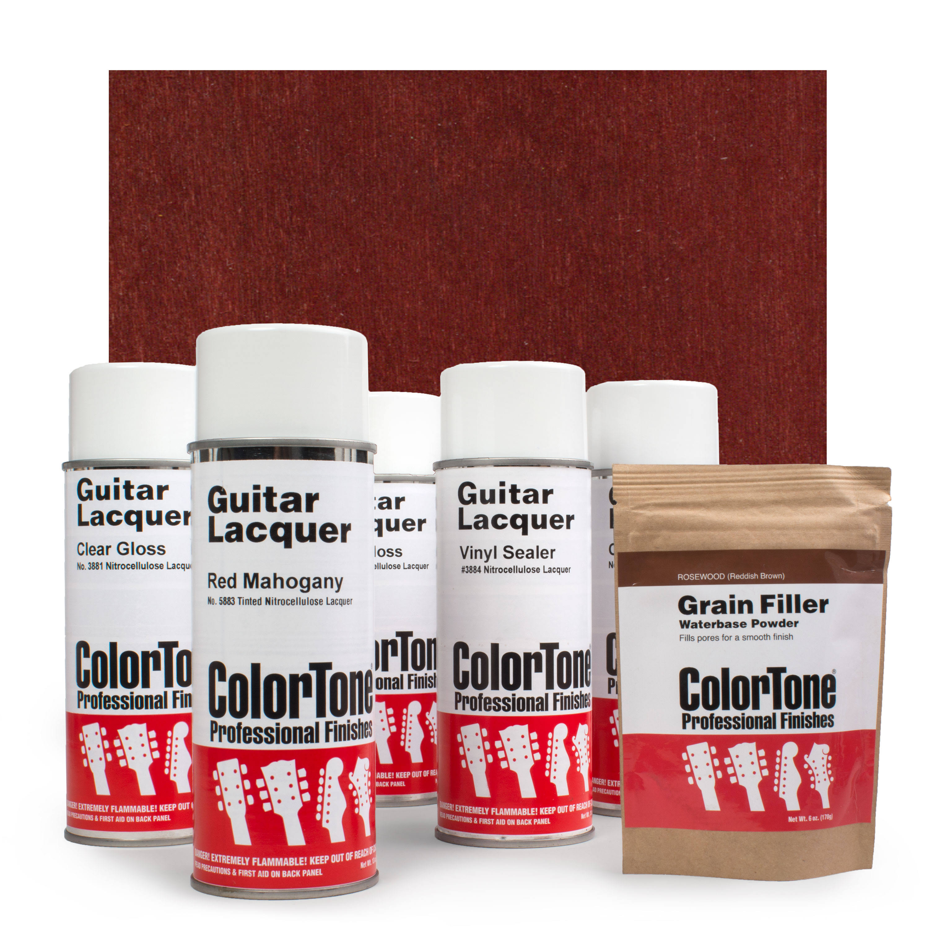 Colortone Aerosol Finishing Set with Tinted Lacquer, Red Mahogany