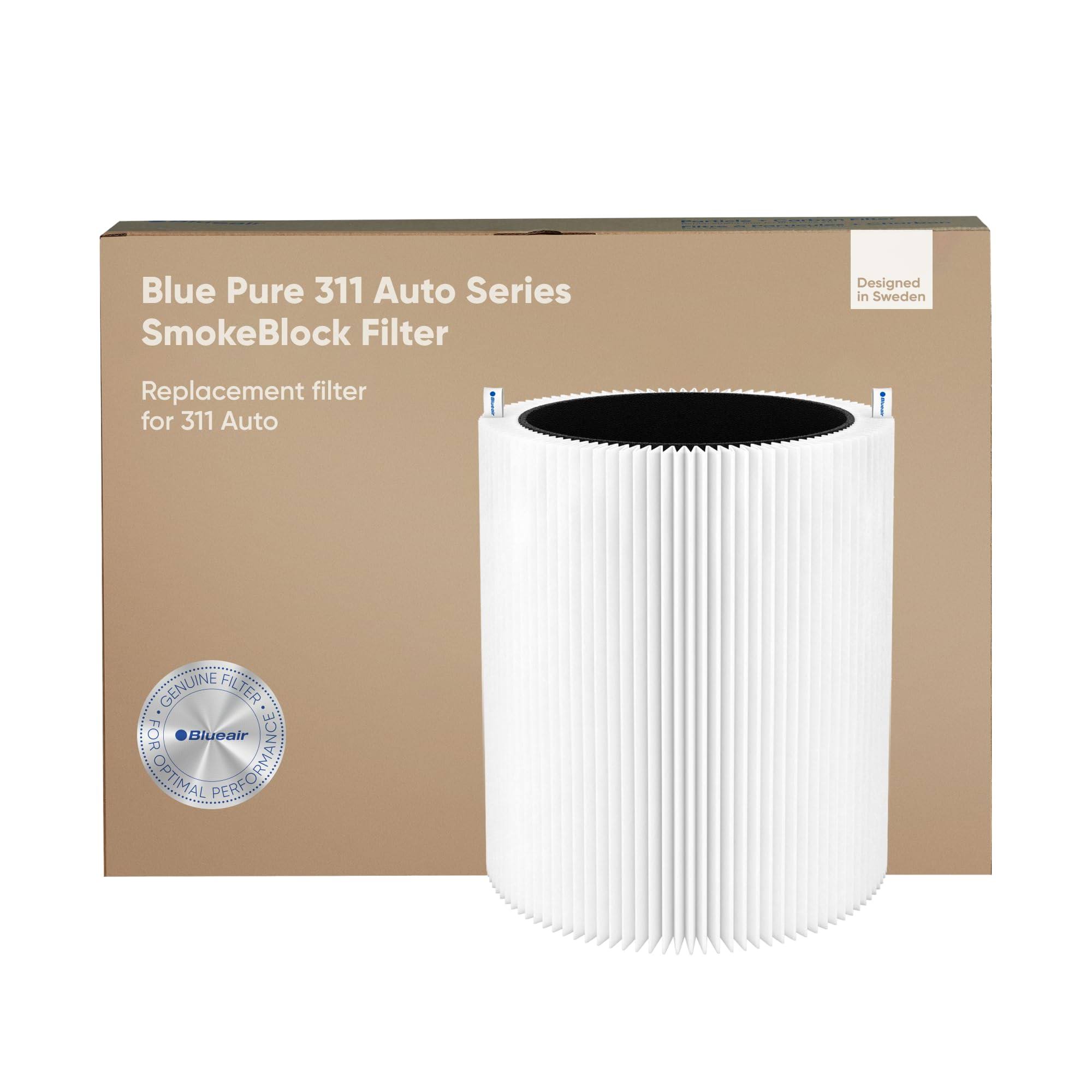 Blueair Blue Pure 311 Auto SmokeBlock Genuine Replacement Filter, Extra Carbon Captures 99.99% of Wildfire Smoke, Fits Blue Pure 311 Auto Air