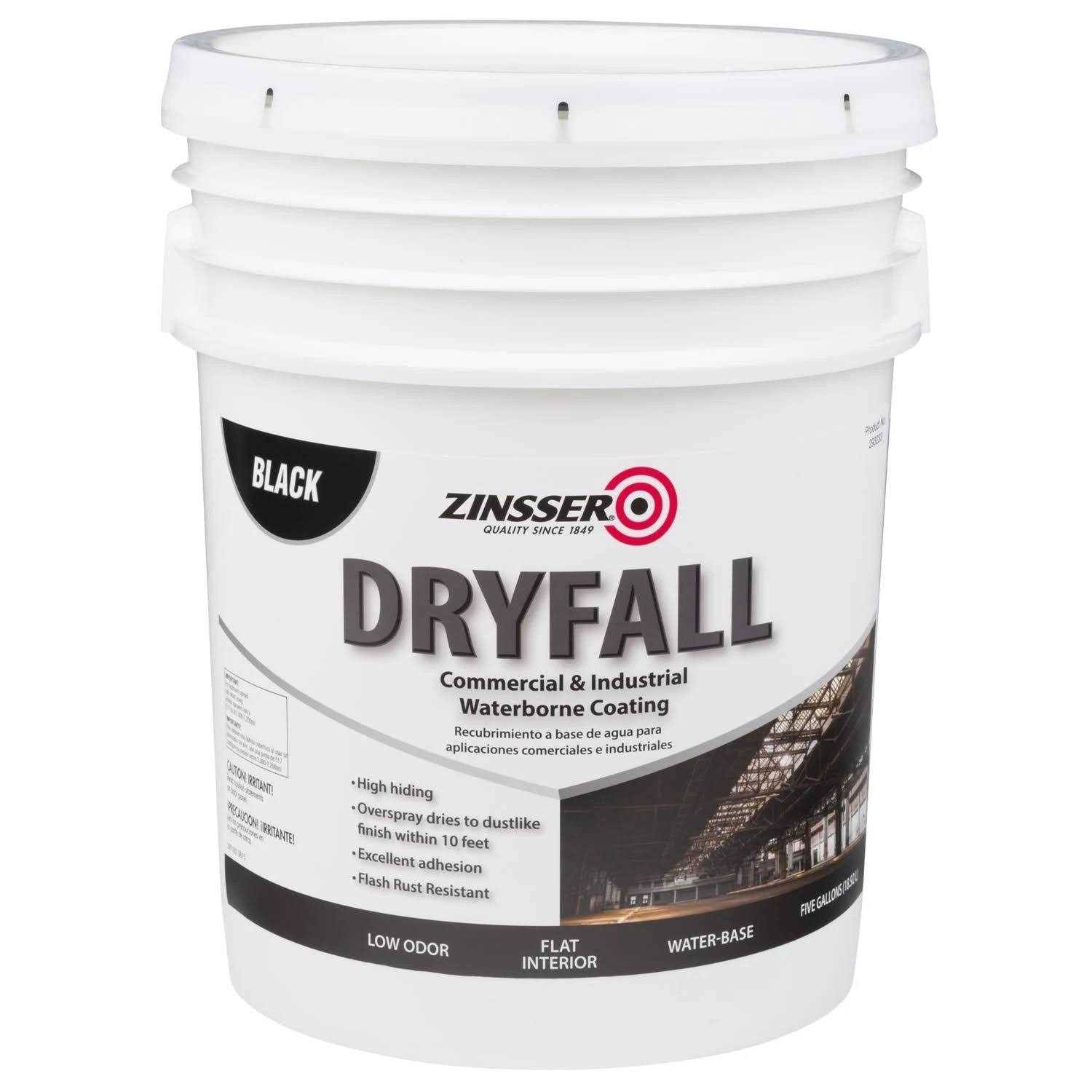 Zinsser 265575 5 Gal Waterbourne Dryfall Coating, Black, Size: 10'