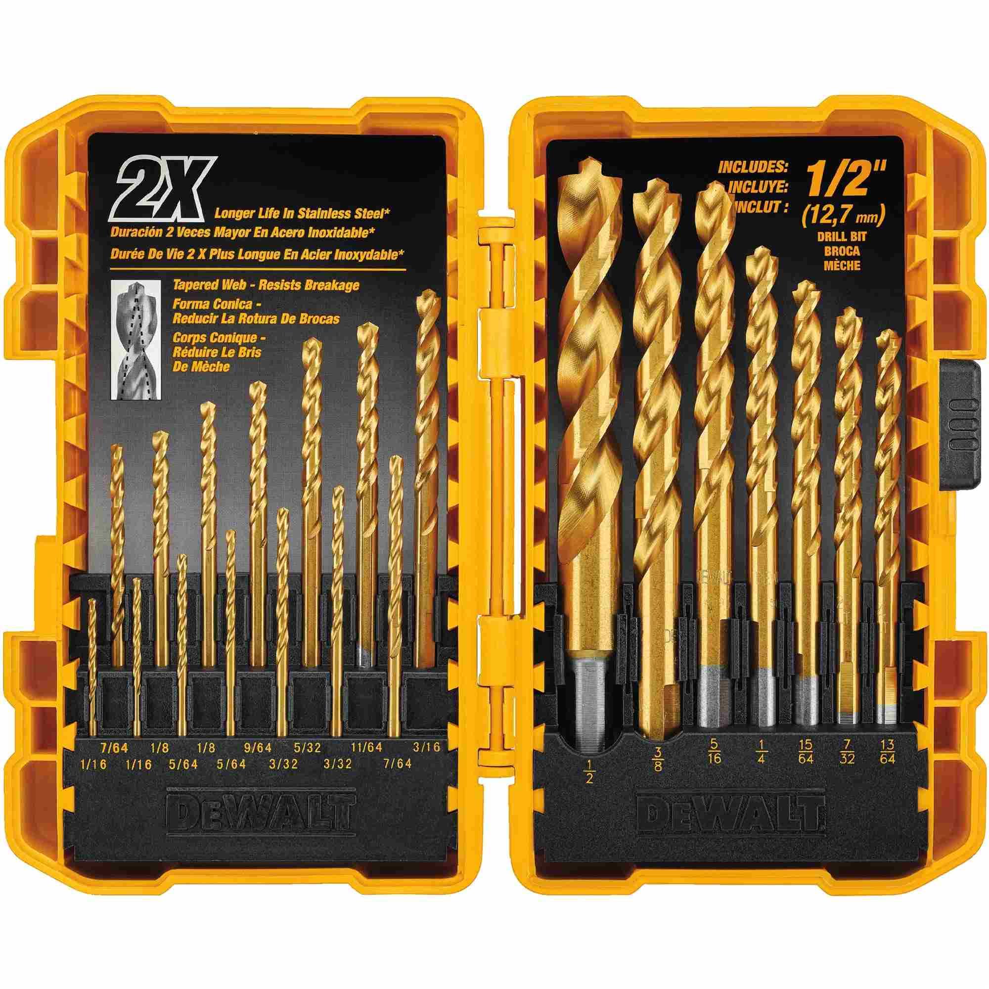 DeWalt DW1361 21 Piece Pilot Point Titanium Drill Bit Set