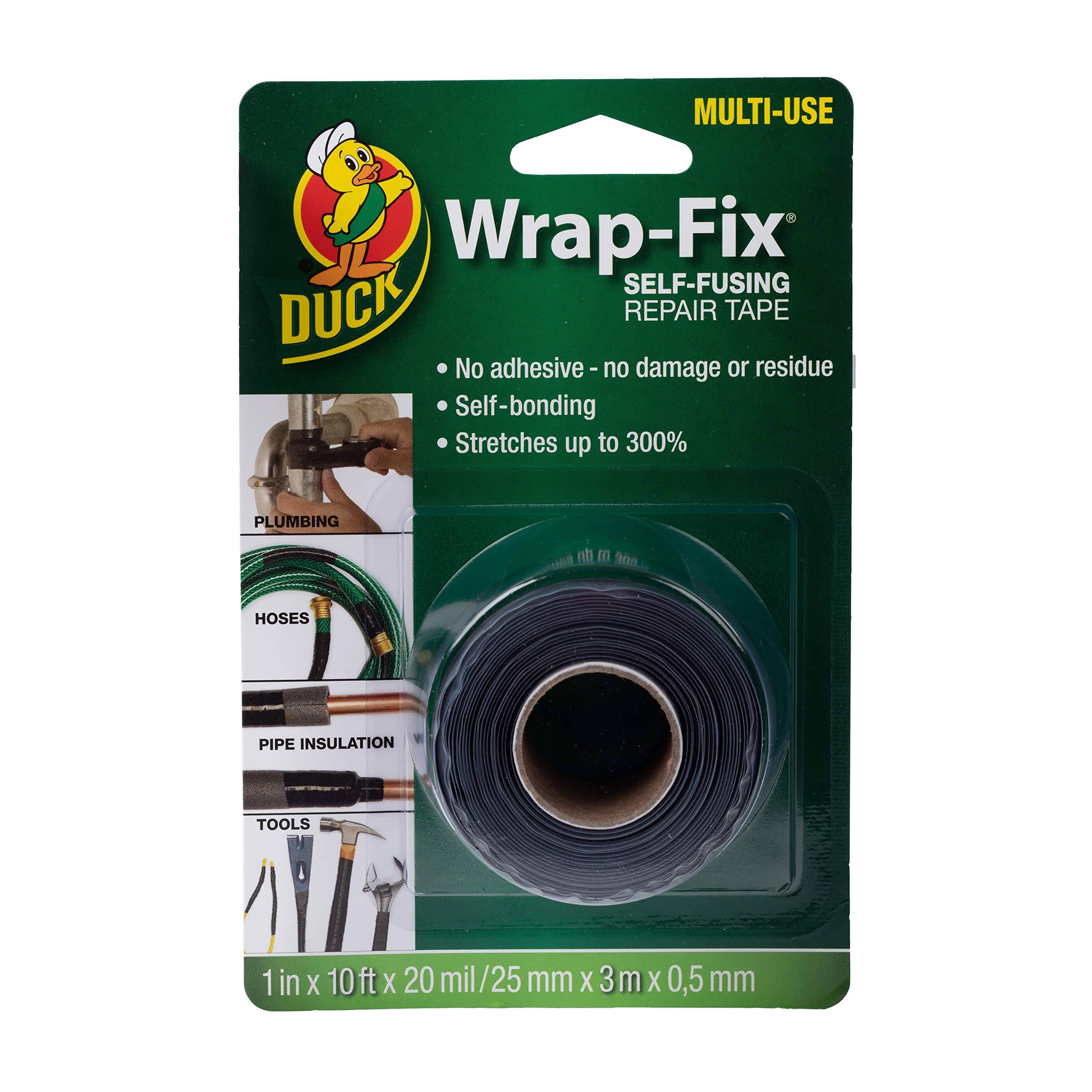 Duck Wrap-Fix Self-Fusing Repair Tape- Black 1 in x 10 ft