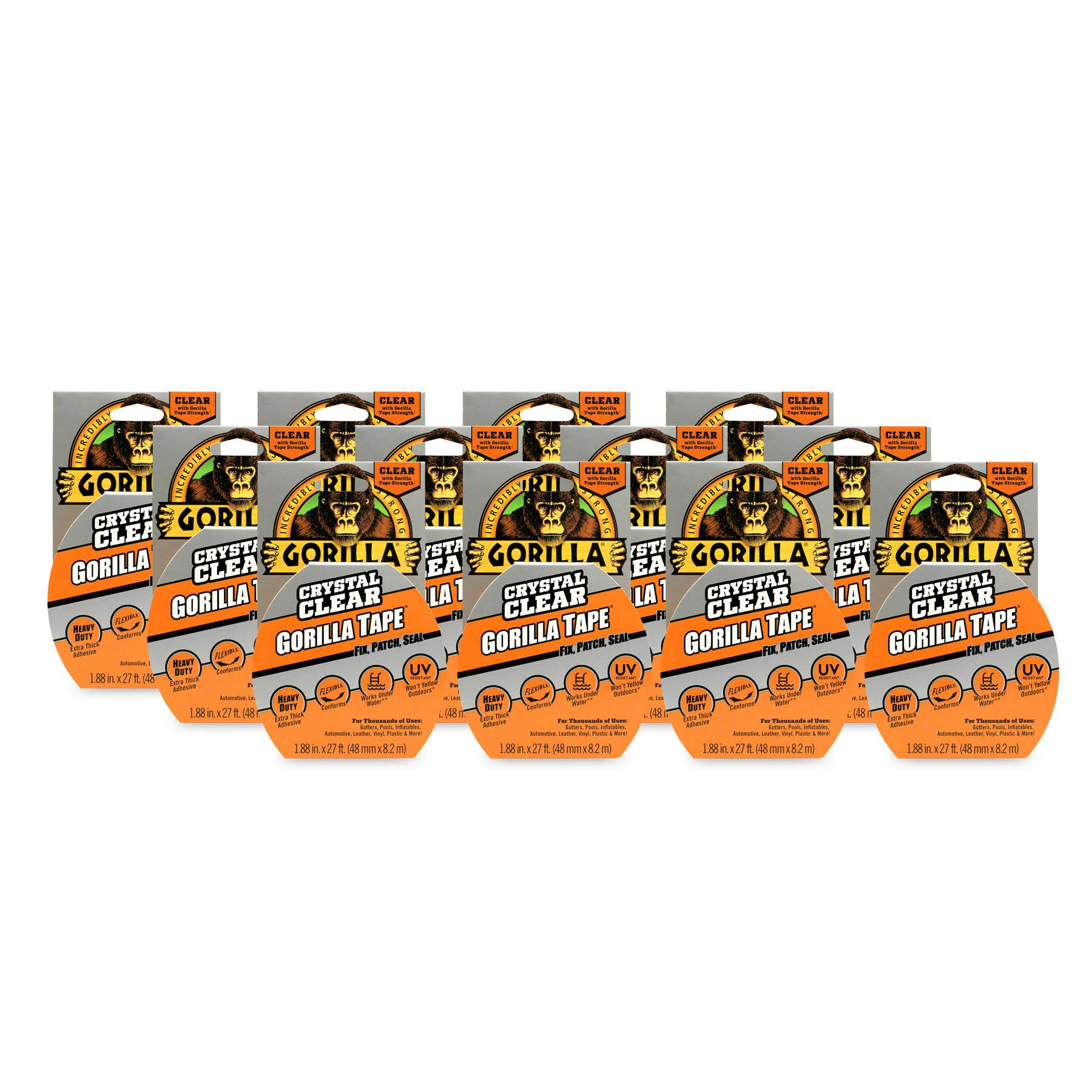 Gorilla 1.88 in. x 9 yds. Crystal Clear Specialty/Anti-Slip Tape