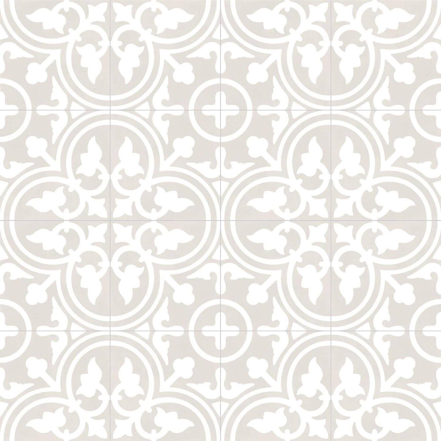 della Torre Annabelle Gray 8-in x 8-in Glazed Porcelain Encaustic Floor and Wall Tile (0.42-sq. ft/ Piece)