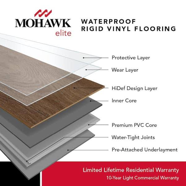 Mohawk Elite Ice Cap Marble 20 Mil x 12 in. W x 24 in. L Click Lock Waterproof Vinyl Tile Flooring (24 sqft/case)