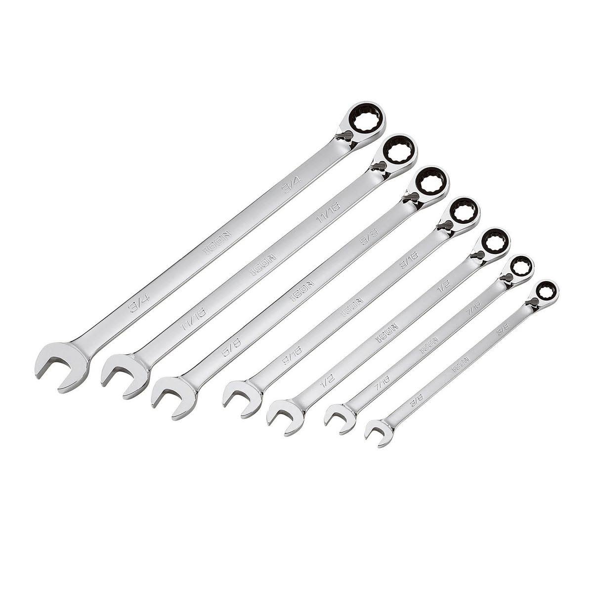 Icon SAE Professional Ratcheting Combination Wrench Set 7 Pc. 64842