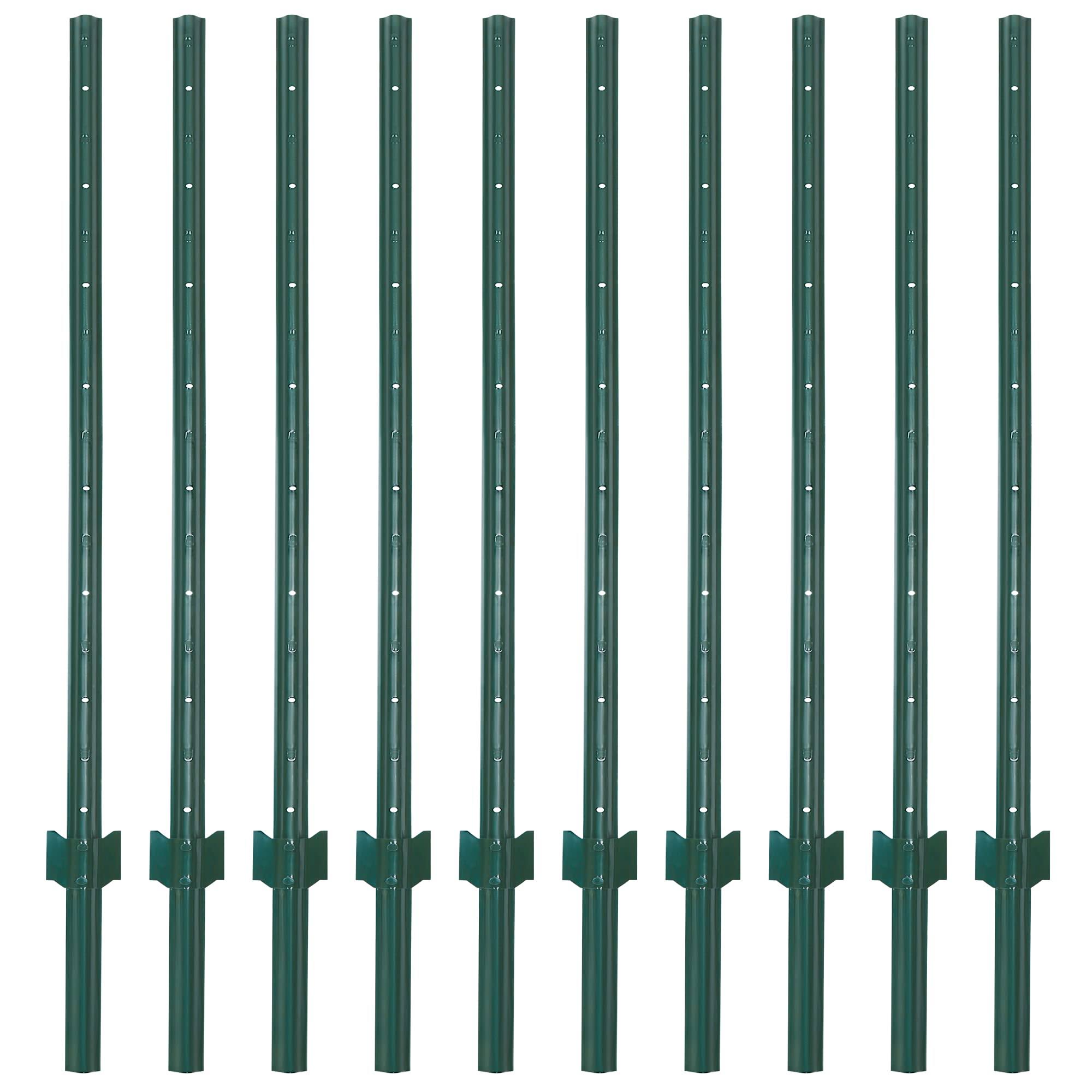 LADECH 3-4-5-6-7 Feet Sturdy Duty Metal Fence Post- Garden U Post for Fencing- 10 Pack (6 Feet)