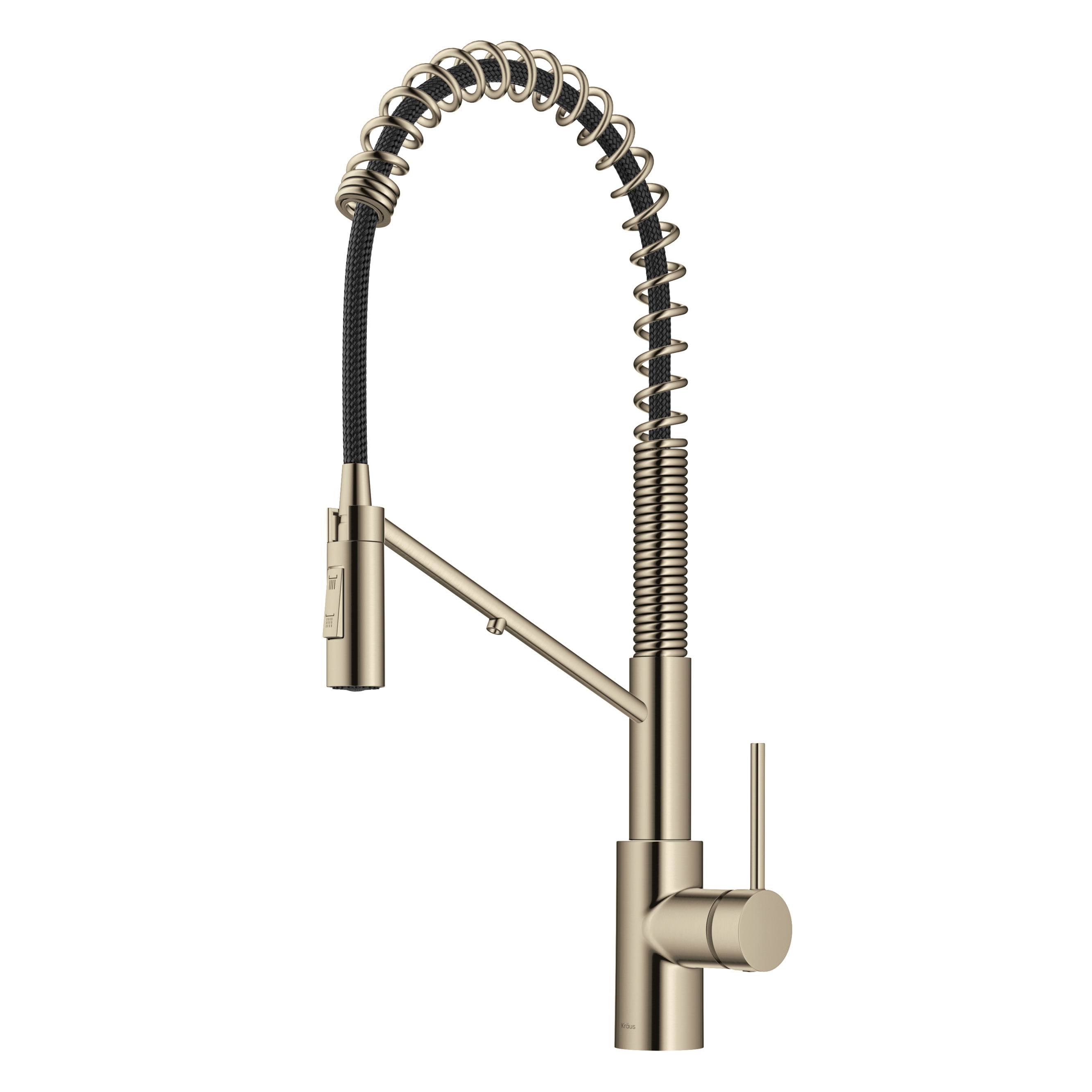 Kraus 20-5/8 inch Oletto 2-in-1 Commercial Style Pull-Down Single Handle Water Filter Kitchen Faucet, Spot-Free Antique Champagne Bronze KFF-2631SFACB