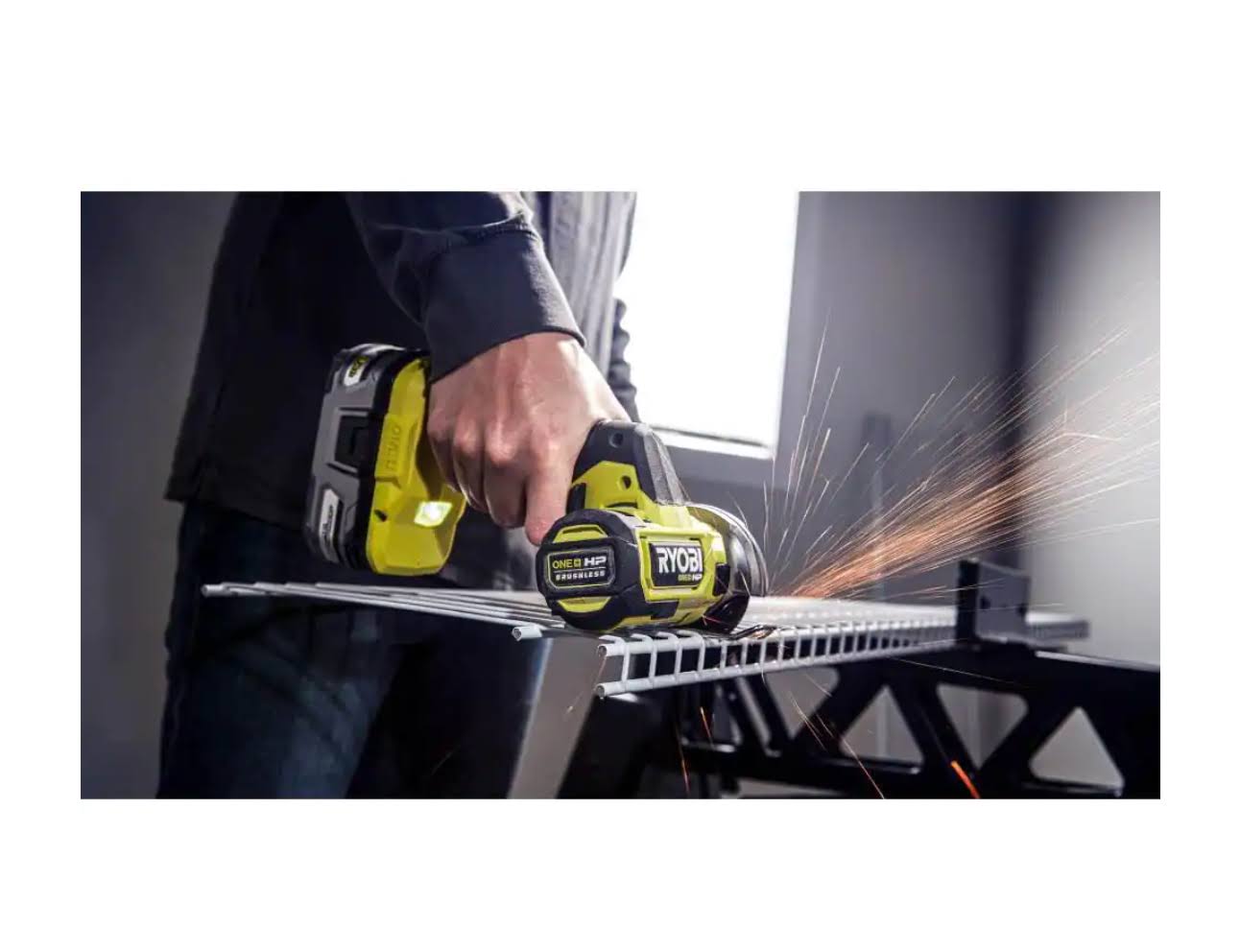 Ryobi PSBRA02B-PSBCS02B One+ HP 18V Brushless Cordless Compact 2-Tool Combo Kit with 3/8 in. Right Angle Drill and Cut-Off Tool (Tools Only)