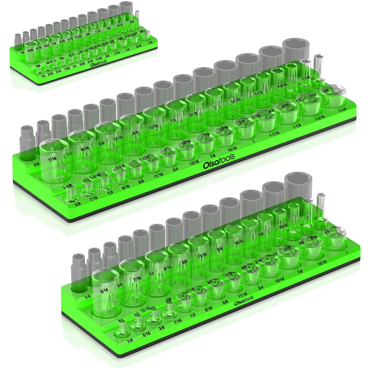 Olsa Tools | 3-Row Magnetic Socket Holder SAE / 3PC- 1/2