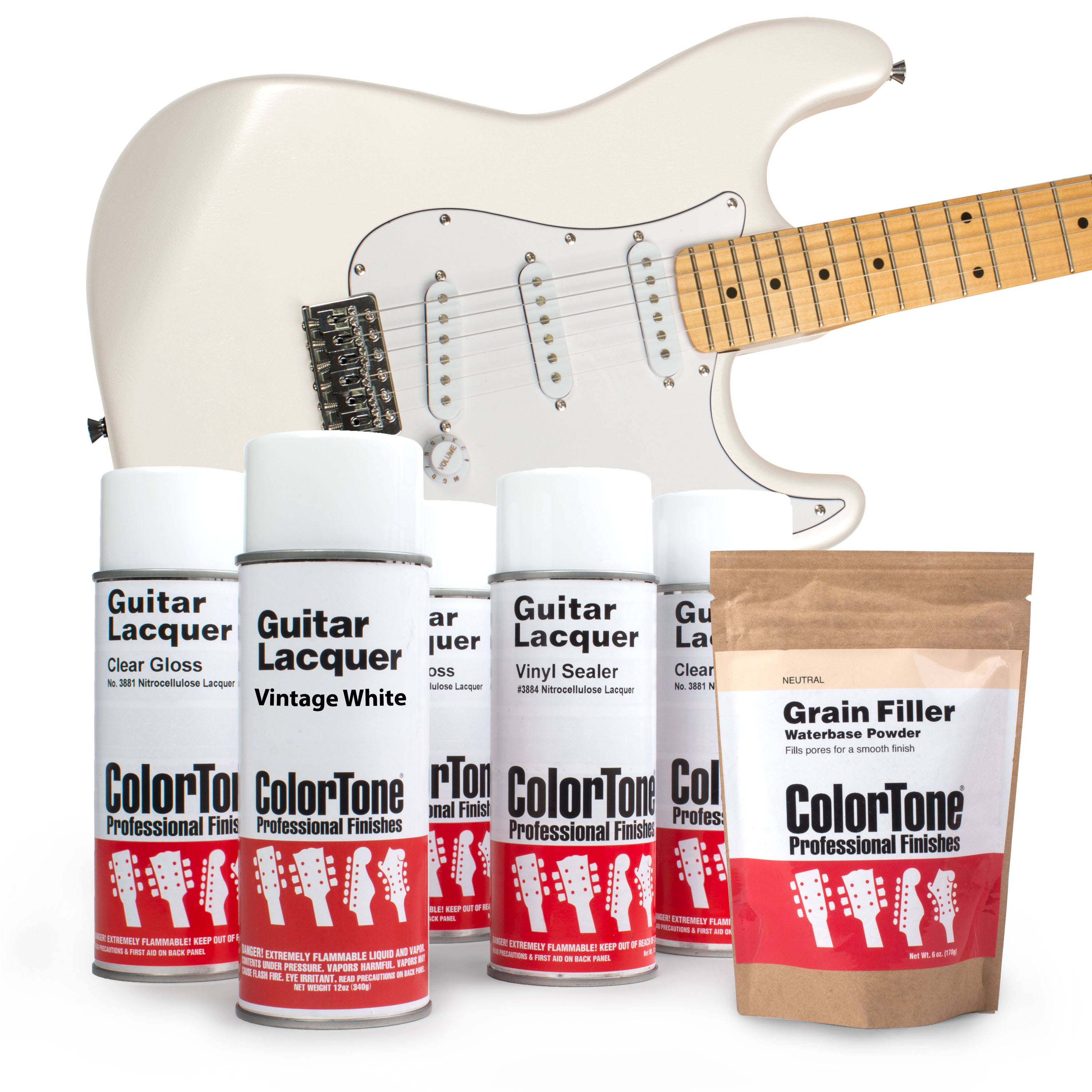 Colortone Aerosol Finishing Set for Vintage White from StewMac. Colortone