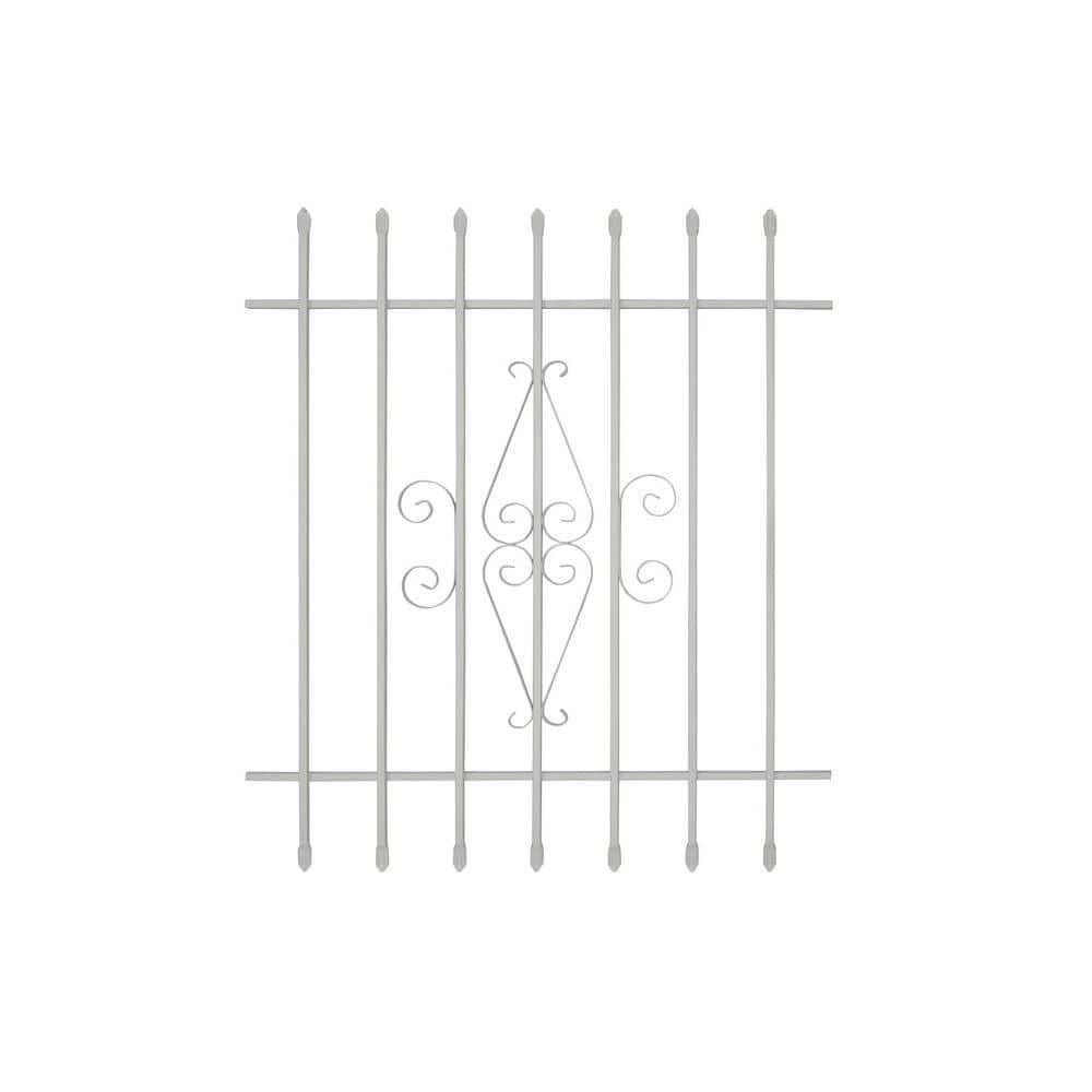 36 in. x 42 in. Spear Point 7-Bar Security Bar Window Guard, White
