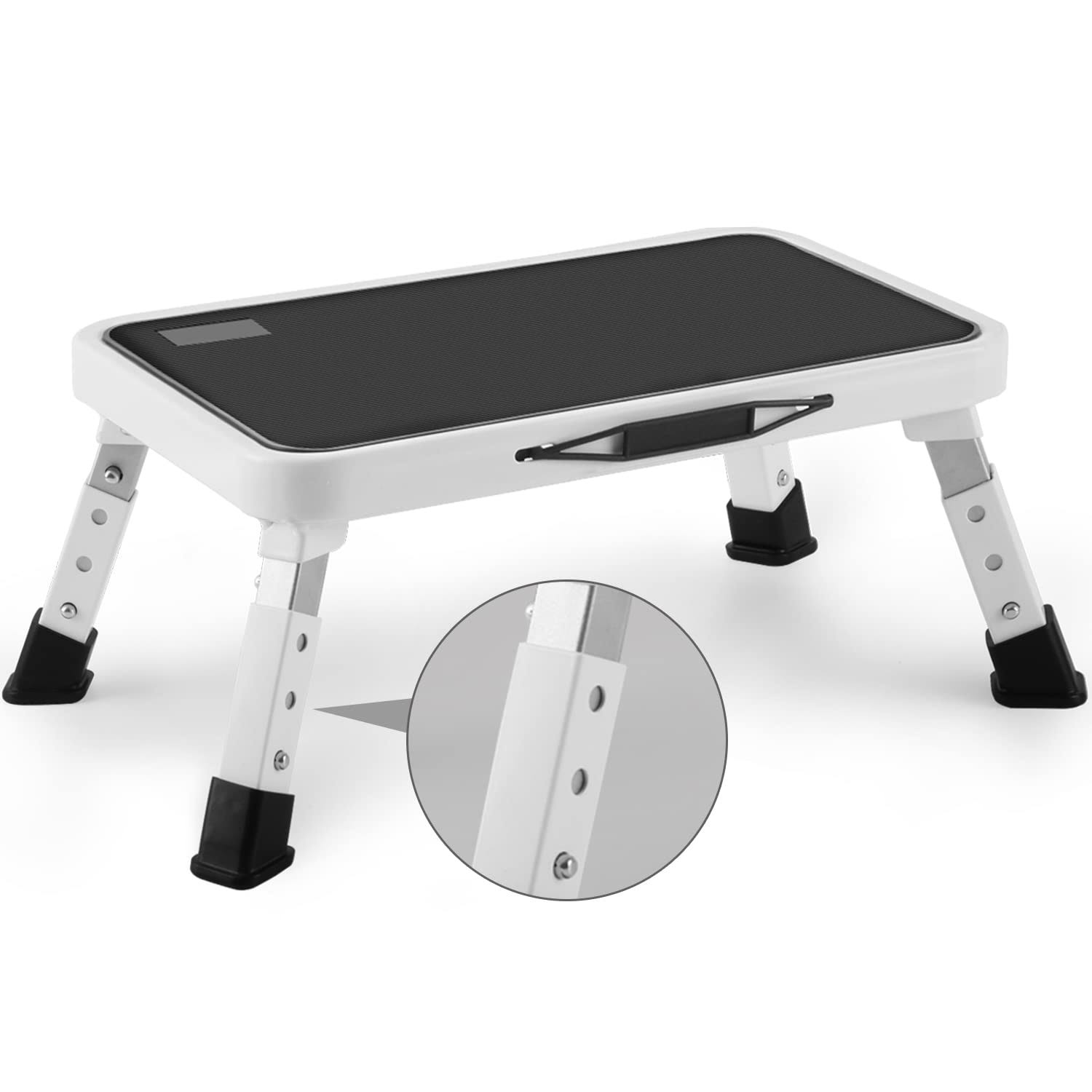 Jocauto Folding Step Stool, Height-Adjustable Step Stool with 15