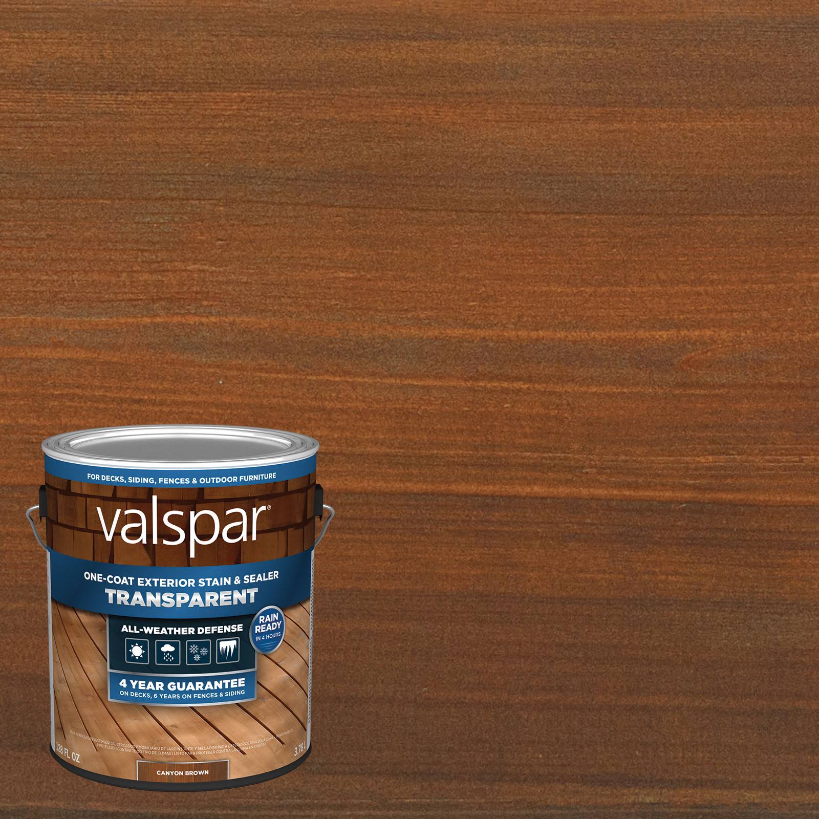 Valspar VL1028078-16 Pre-Tinted Transparent Exterior Wood Stain & Sealer- Canyon Brown- 1 Gallon- 1 Gal