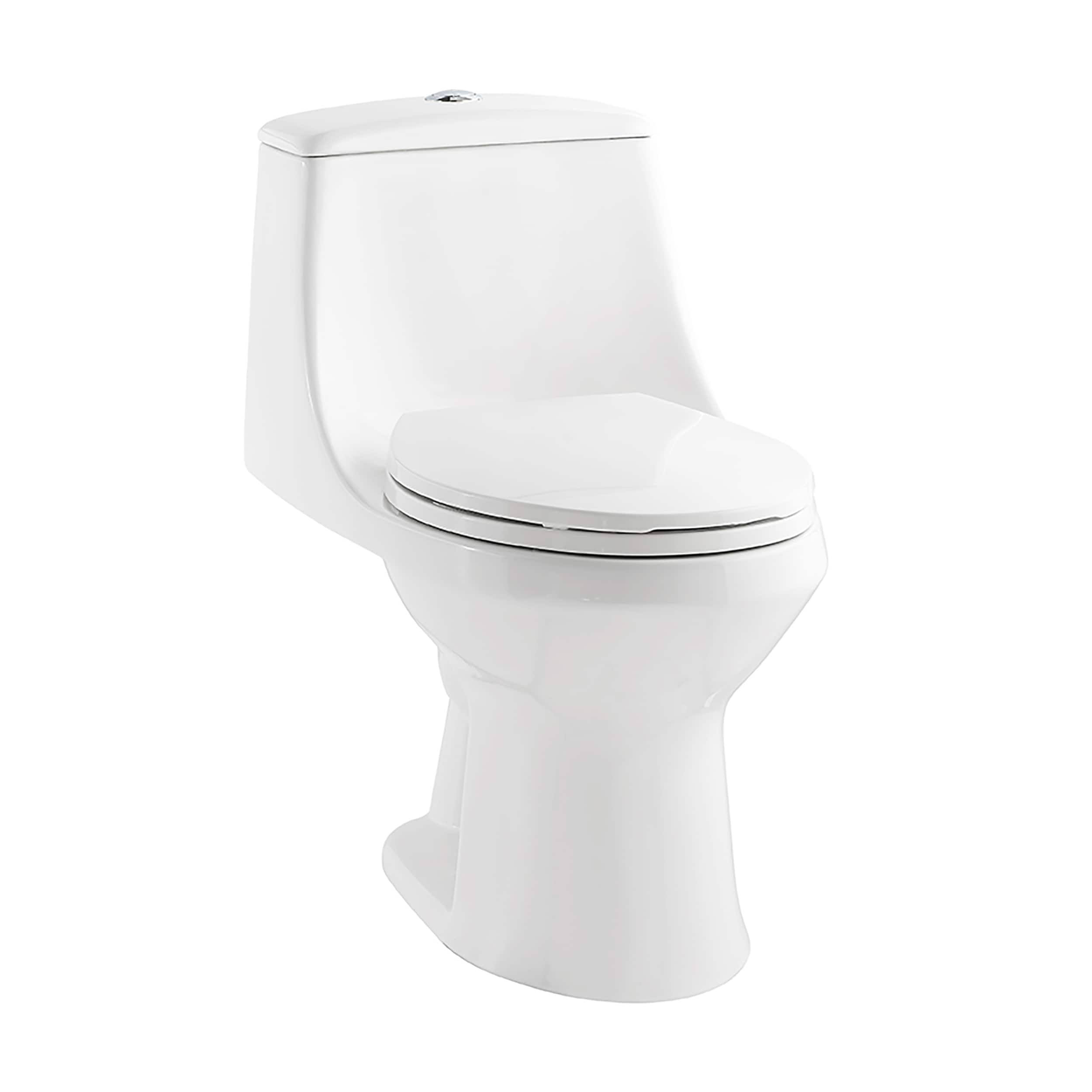 Project Source Laporte Dual Flush White WaterSense Dual Flush Elongated Chair Height Back-to-Wall Toilet 12-in Rough-In Size (ADA Compliant)