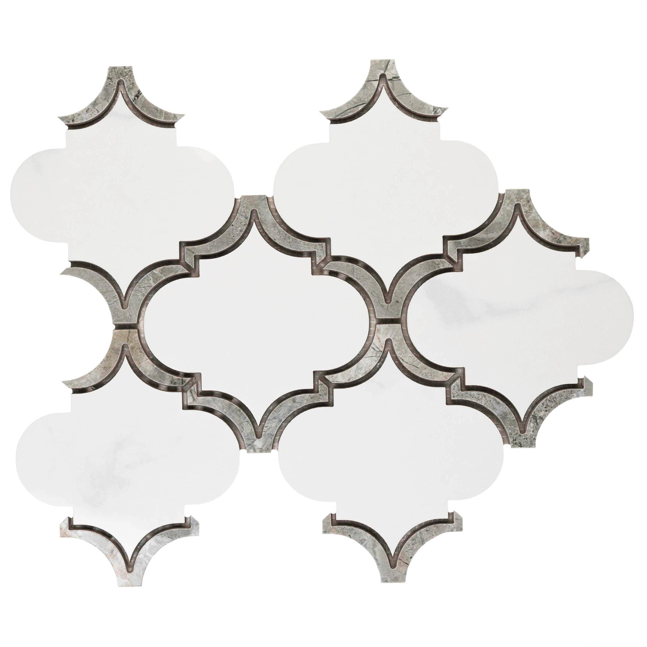 Elida Ceramica Waterjet Arabesque White 10-in x 13-in Polished Porcelain Lantern Marble Look Wall Tile (0.87-sq. ft/ Piece)