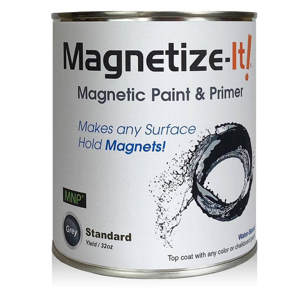 Magnetize-It! Magnetic Paint Primer (Water Based) Standard Yield Mistd-1530, Size: 32oz, Gray