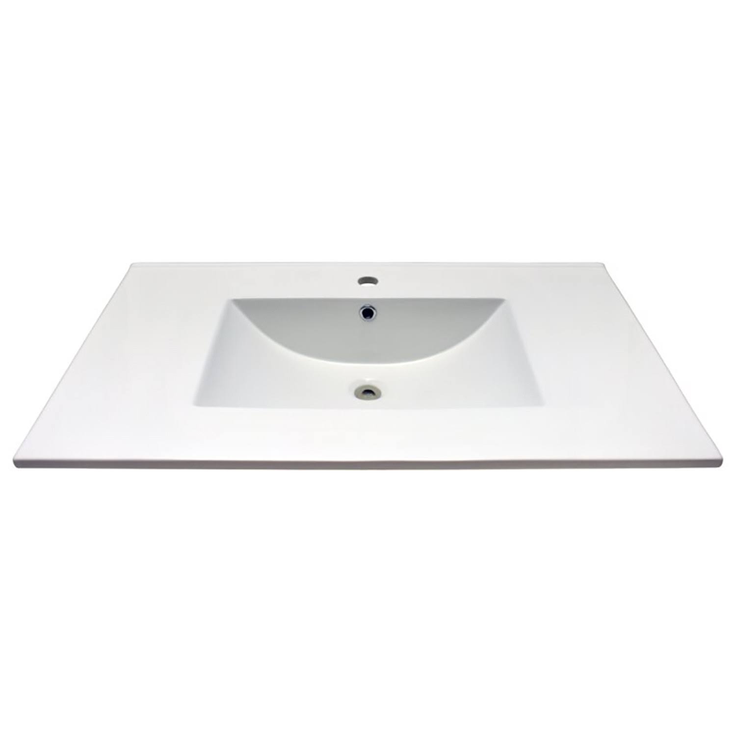 Saint Birch 36 inch White Ceramic Single Bathroom Vanity Top with Sink, 1 Hole