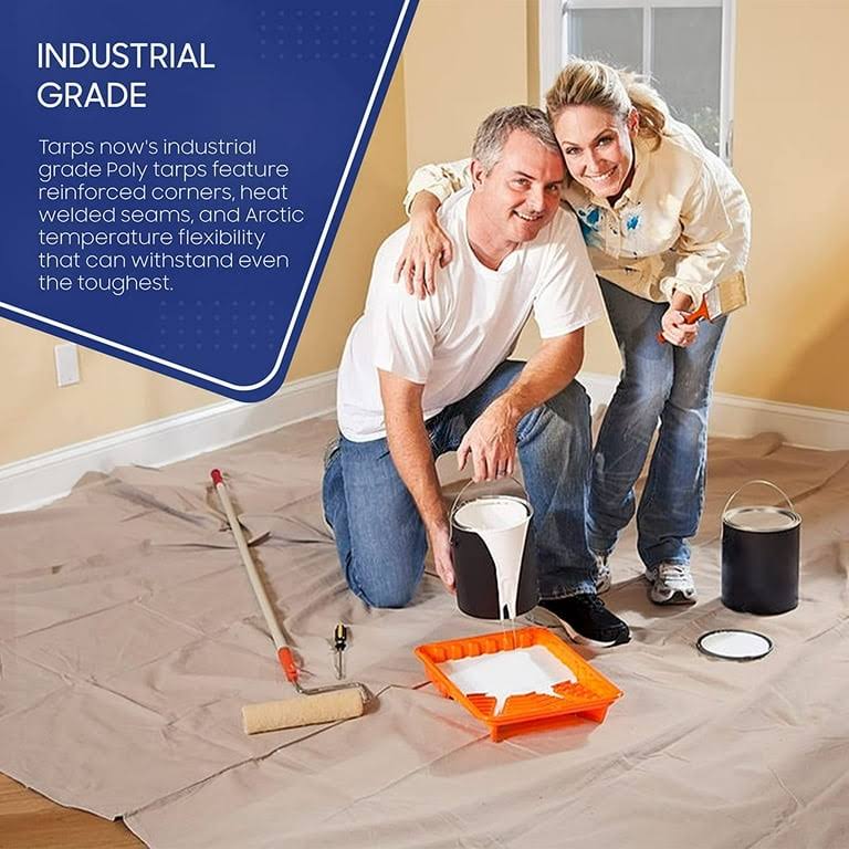 Tarps Now Waterproof Poly Tarps, 14' x 16' with Aluminum Grommets for Indoor and Outdoor- Multipurpose Heavy Duty Tarpaulin Sheet Cover for Canopy,