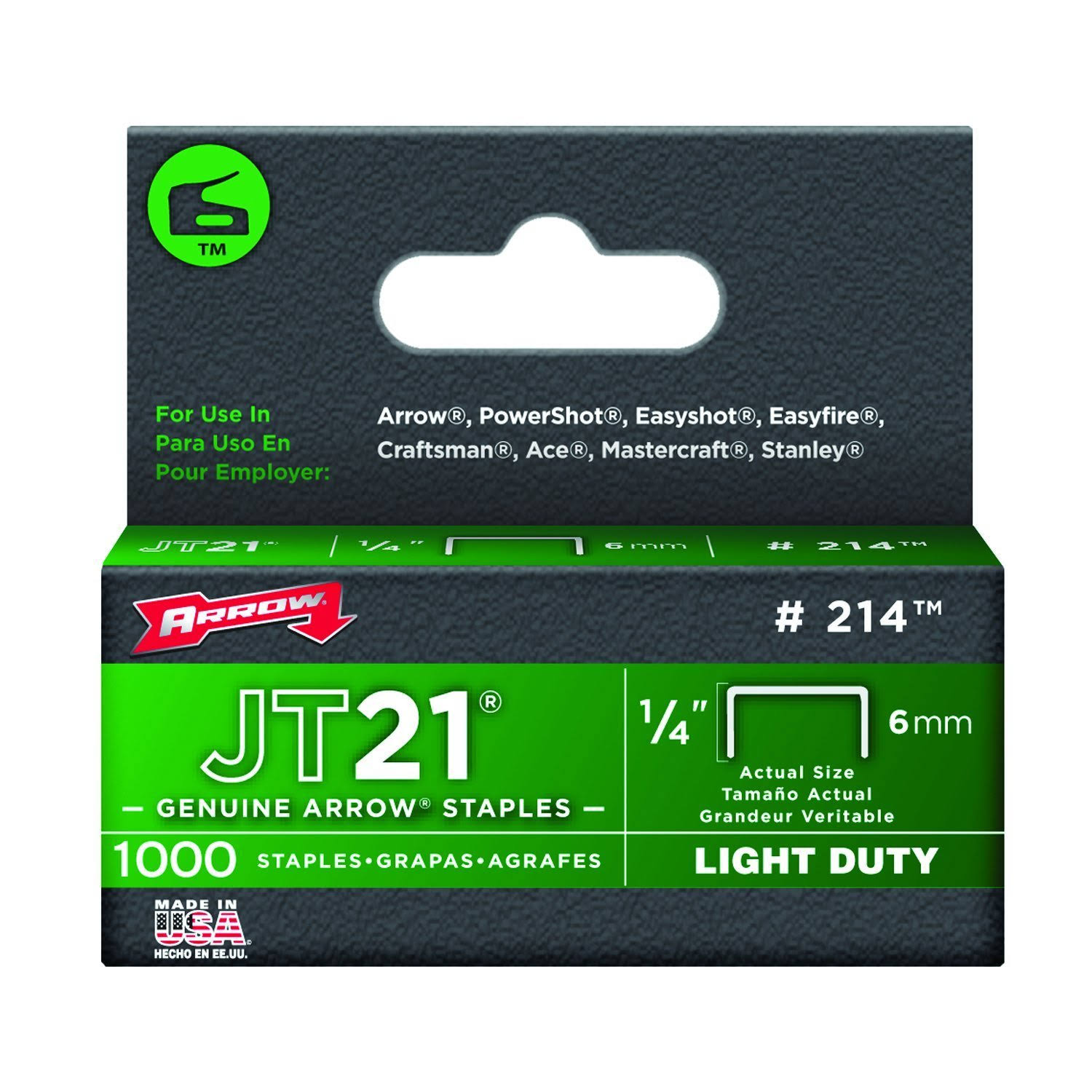 Arrow JT 21 Light Duty Staples, 0.25