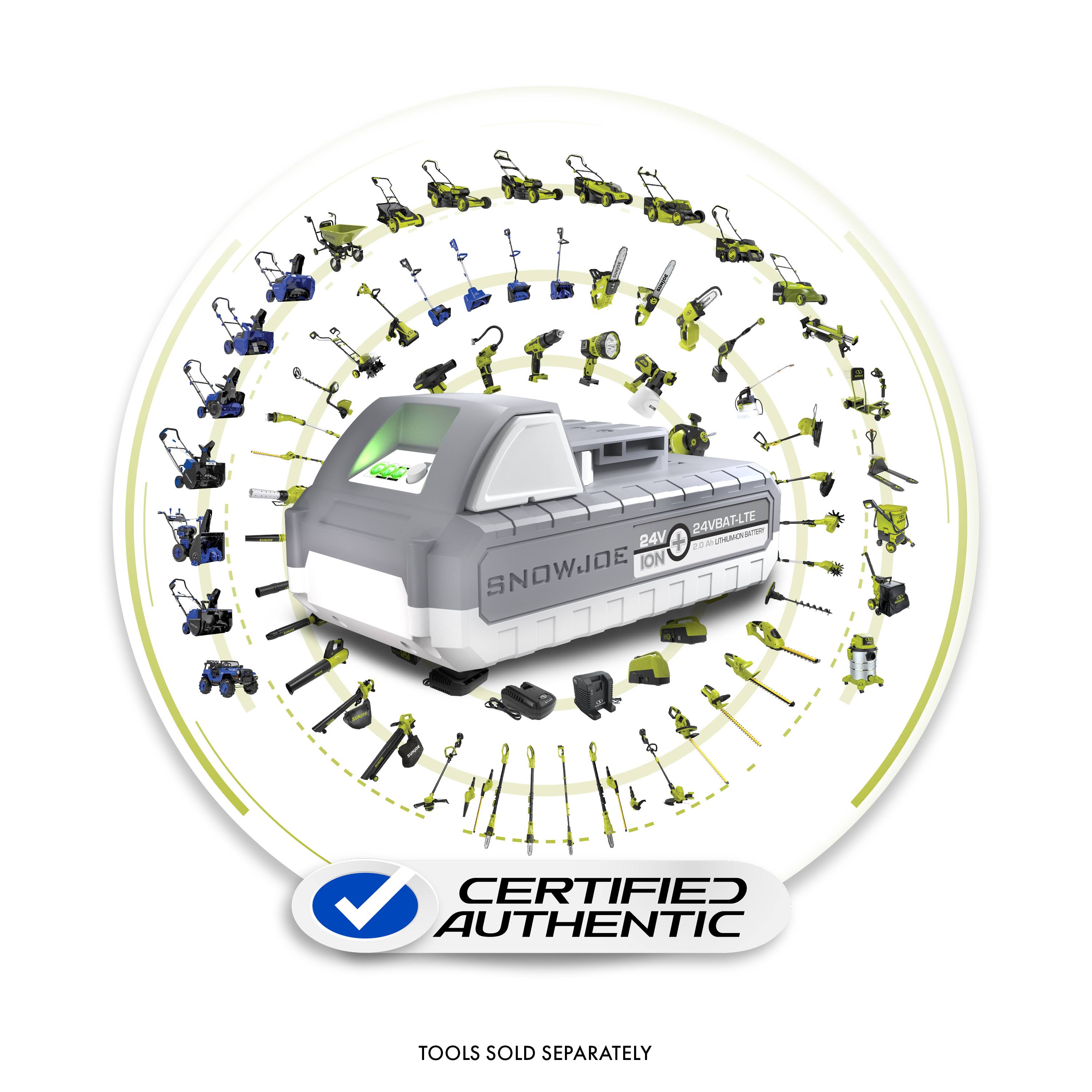 Sun Joe- 24V-2AMP-SK1R 24-Volt iON+ Starter Kit | w/ 2.0-Ah Battery and Quick Charger