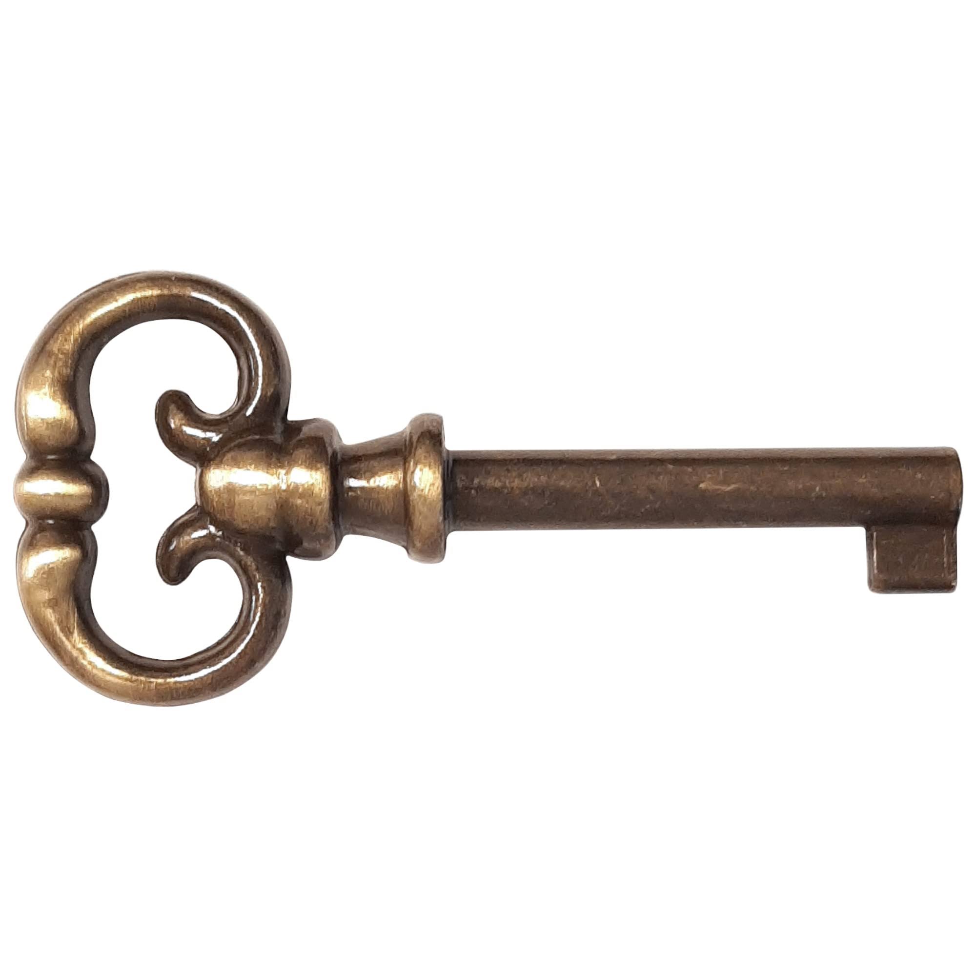 cyclingcolors Vintage Style Open Barrel Skeleton Key Hole Head Furniture Cabinet Antique (Key-Aged Brass)