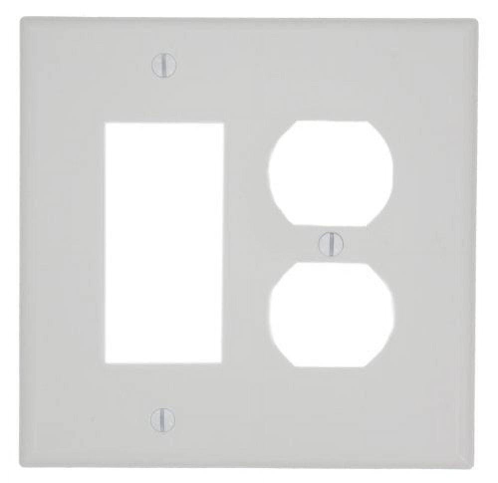 Leviton PJ826-W Wallplate 2-Gang 1-Duplex 1-Decora Midway Size Nylon- White