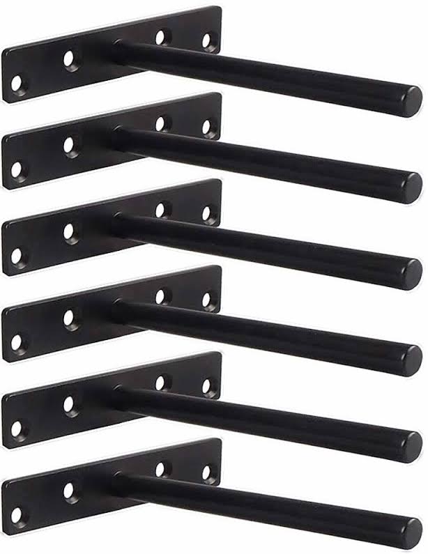 YMDparts Heavy Duty Floating Shelf Bracket (Set of 6) �C Solid Steel Blind Shelf Supports- Hidden Brackets for Floating Wood Shelves- Ideal for Cedar Wood