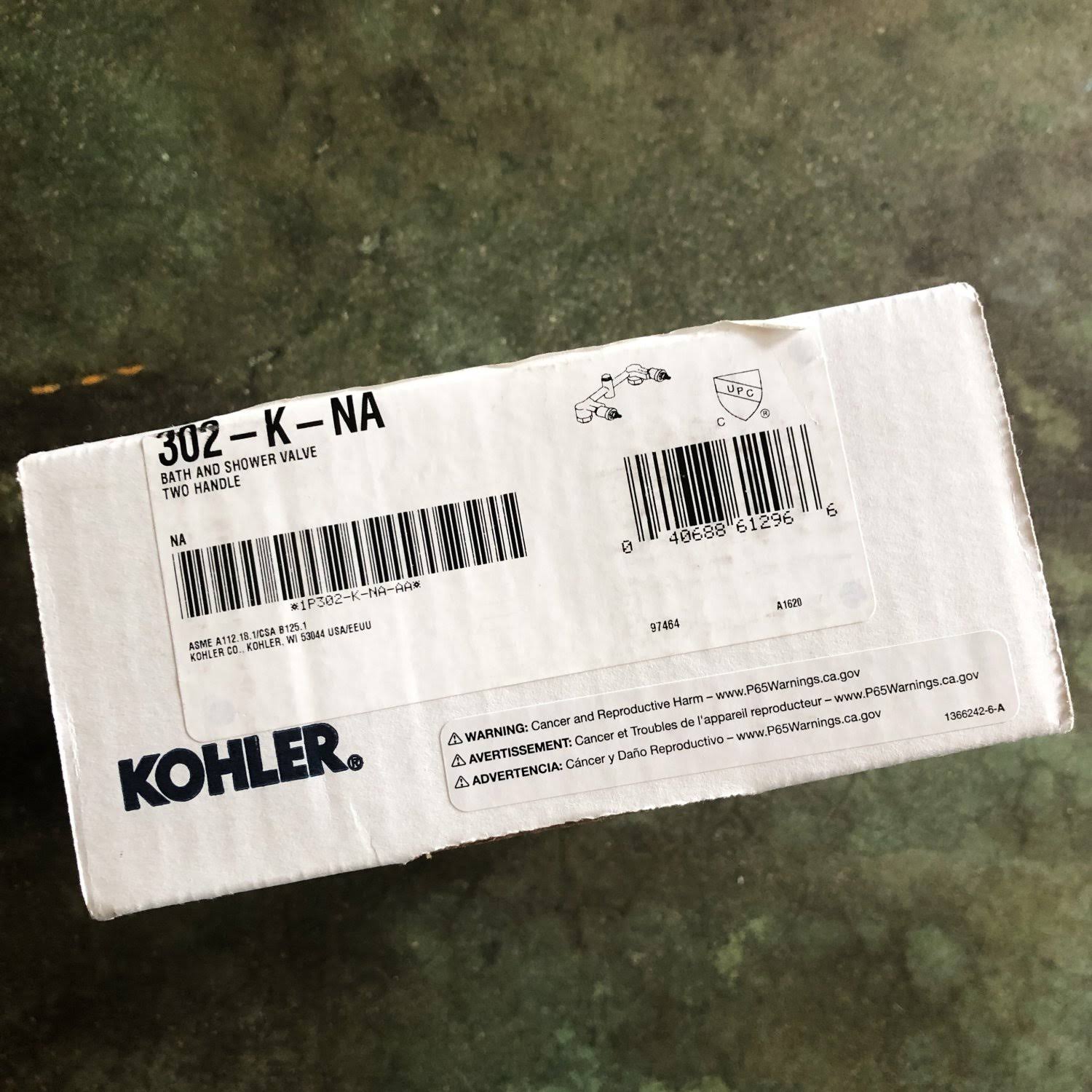 KOHLER K-302-K-NA Ceramic Wall-Mount Two-Handle Valve System