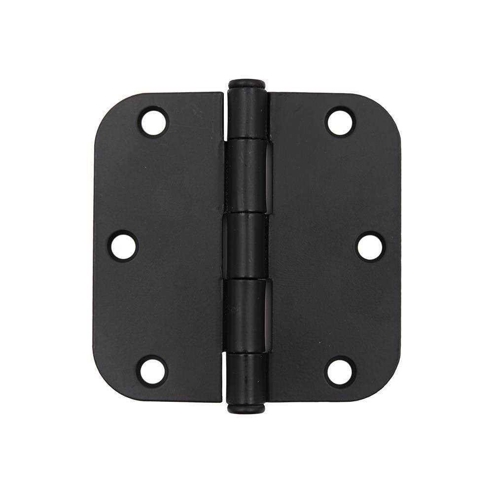 Everbilt 3-1/2 in. x 5/8 in. Radius Matte Black Door Hinge Value Pack (24-Pack) 16510