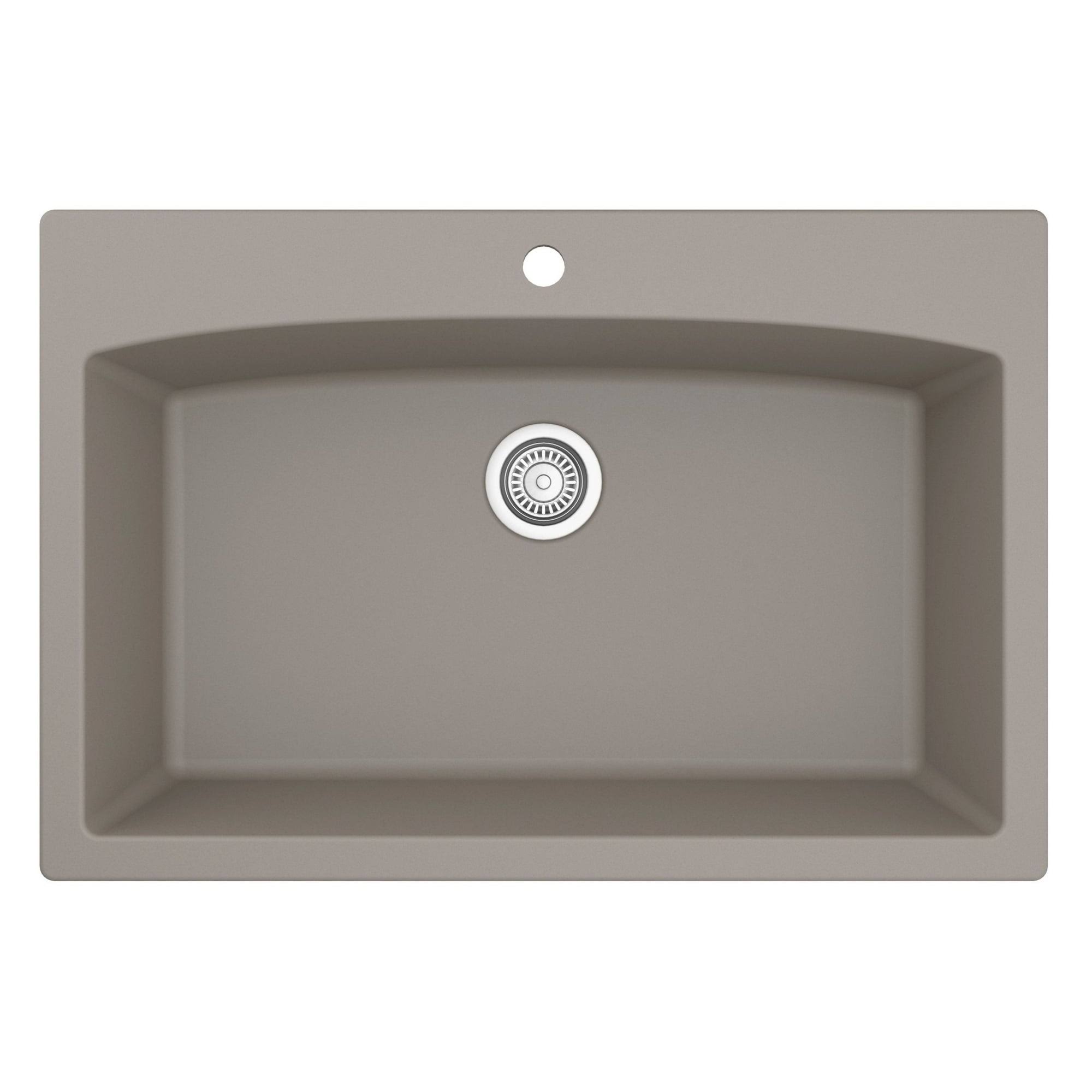 Karran QT-712 Drop-In Quartz Composite 33 in. 1-Hole Single Bowl Kitchen Sink in Grey
