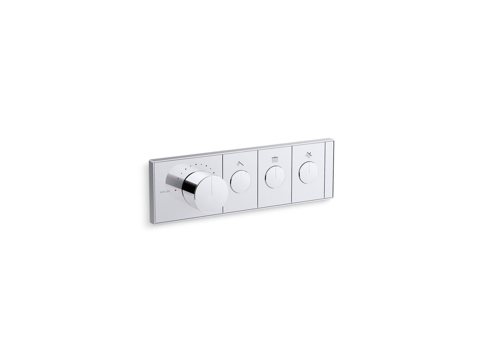Kohler K-26347-9 Anthem, Three-Outlet Thermostatic Valve Control Panel Polished Chrome
