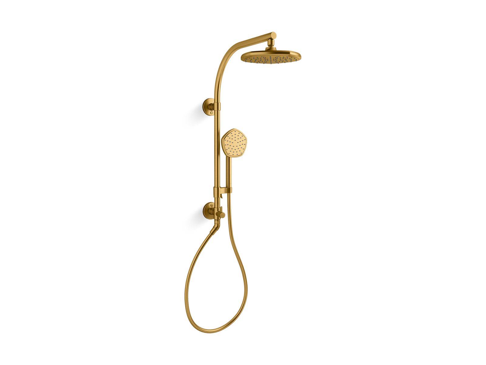 Kohler HydroRail-R Occasion Arch Shower Column Kit with Rainhead and Handshower, 1.75 GPM, 27118-G, Vibrant Brushed Moderne Brass